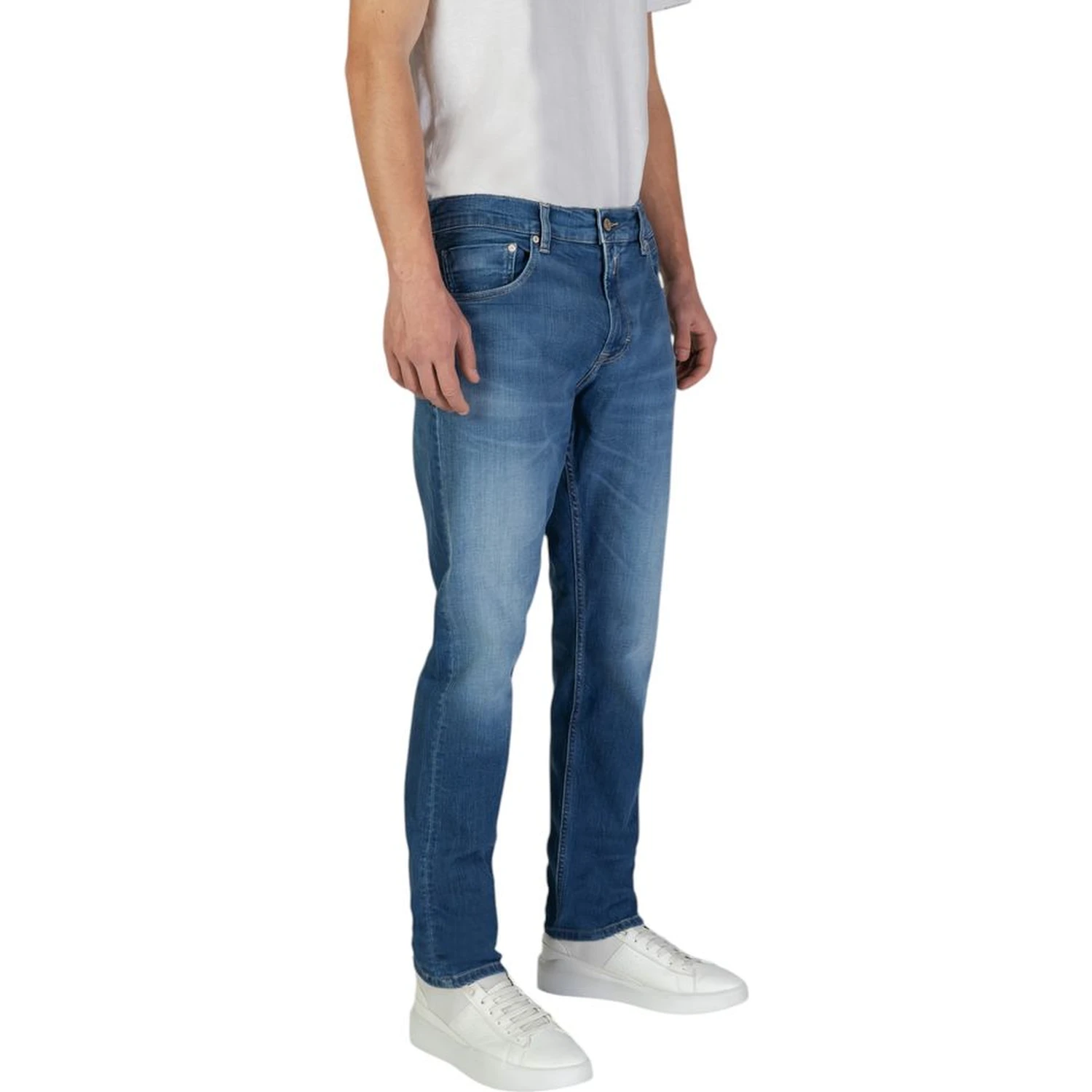 Blue Cotton Slim Fit Jeans