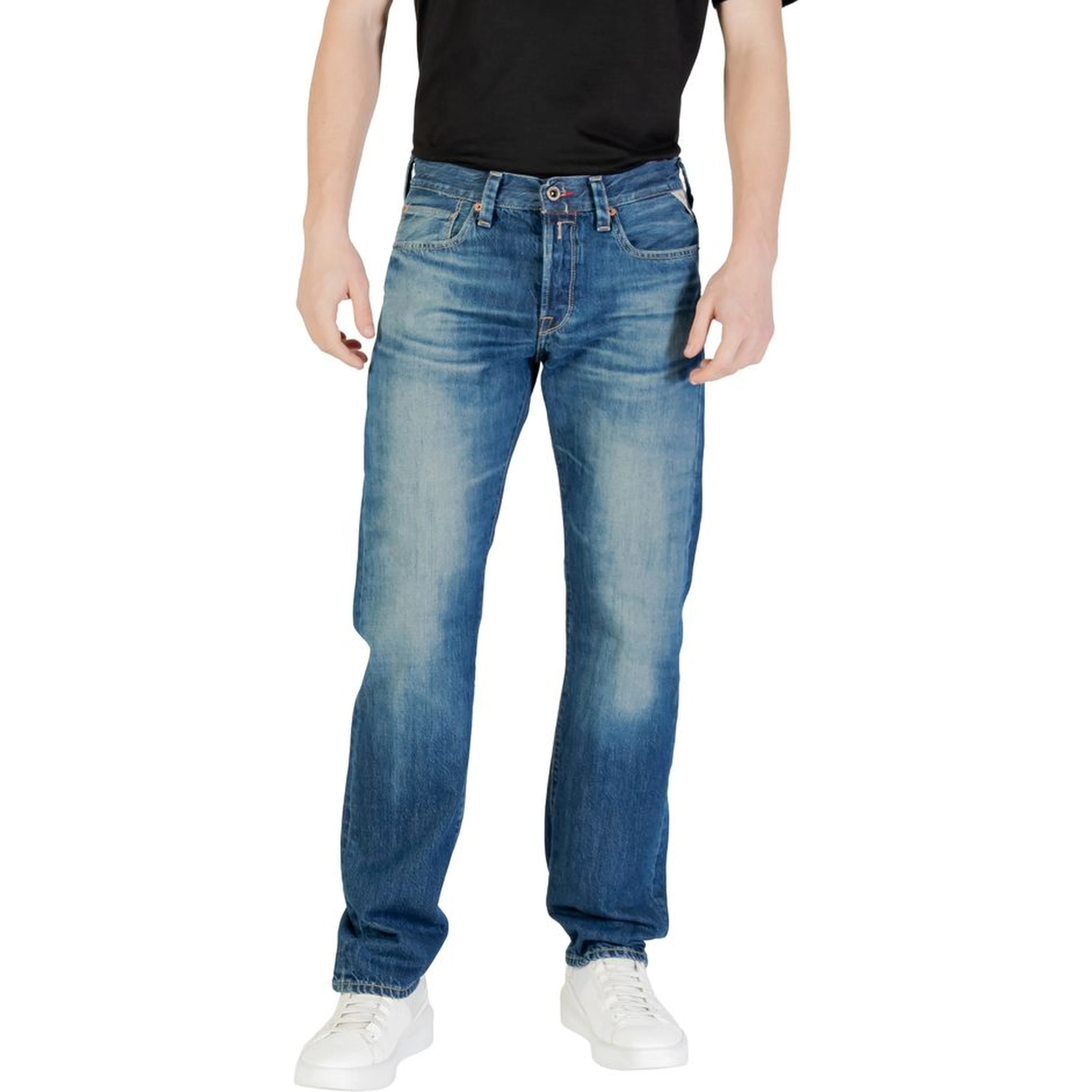 Blue Cotton Relaxed Fit Jeans