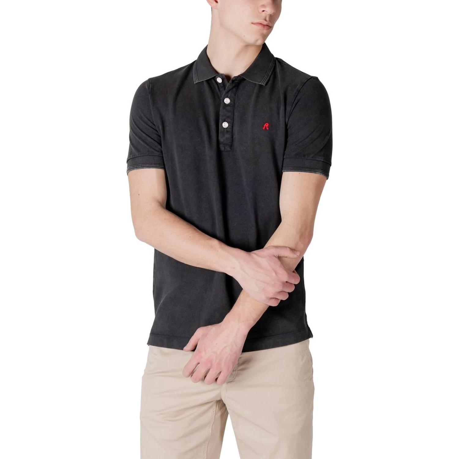 Black Cotton Polo Shirt