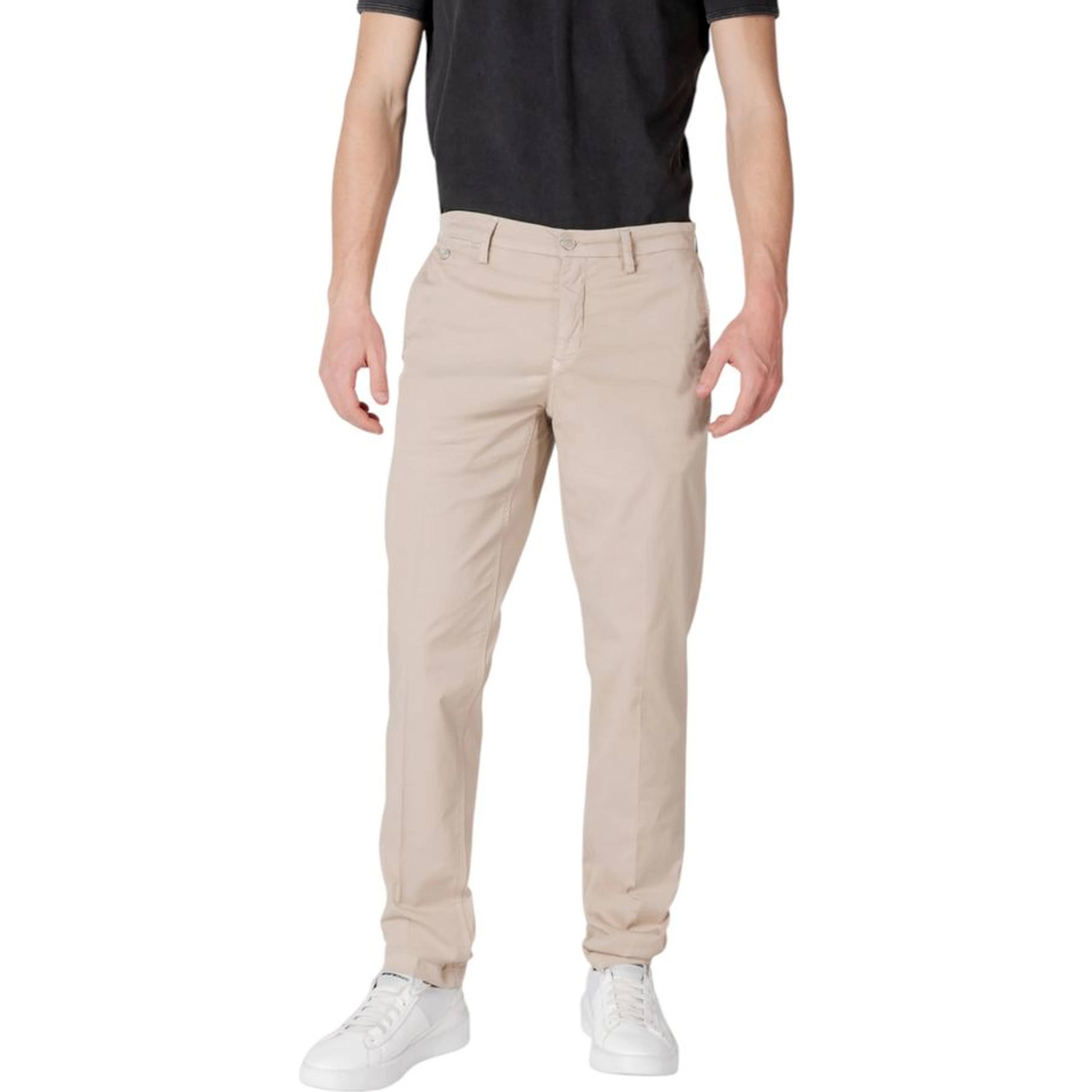 Beige Cotton Casual Pants
