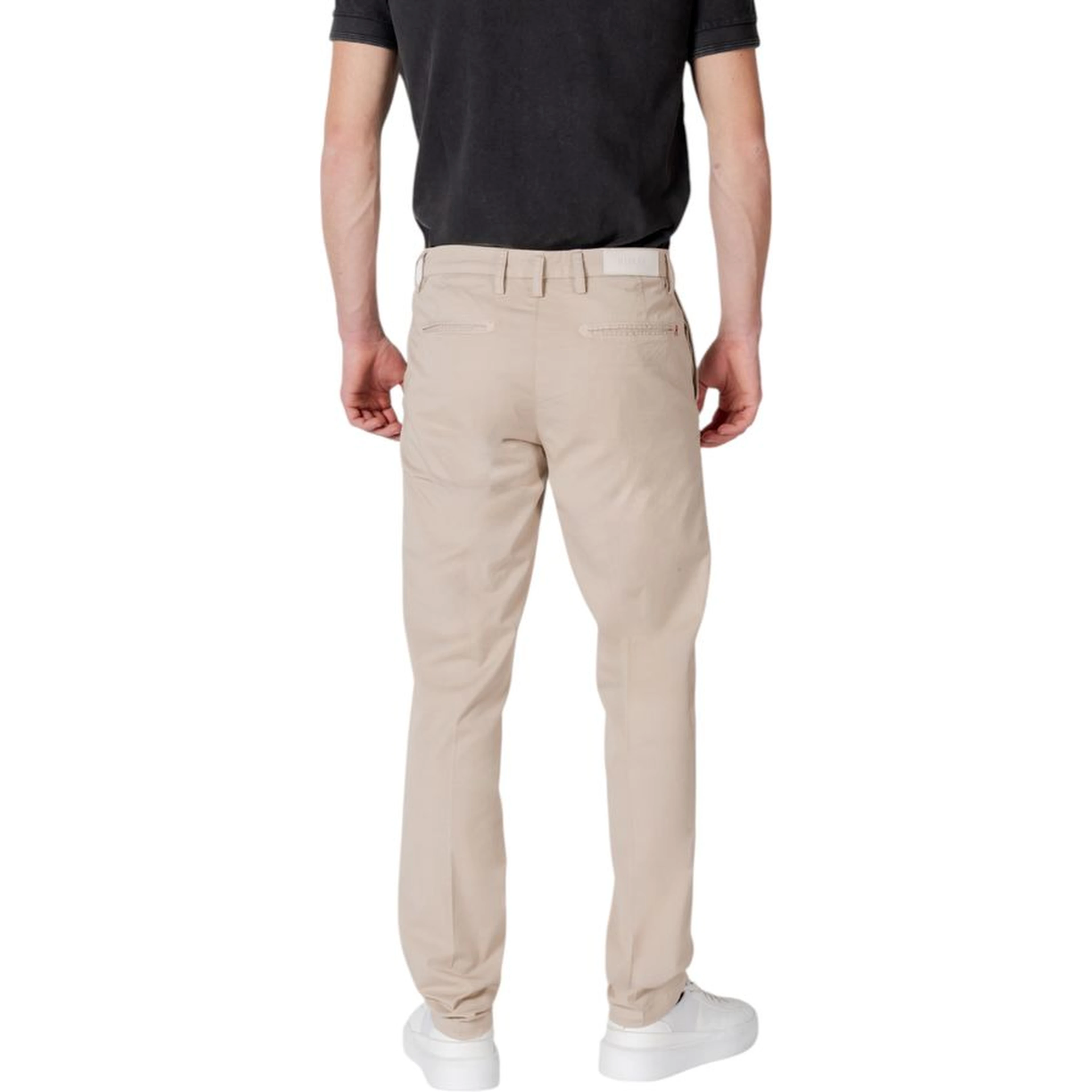 Beige Cotton Casual Pants
