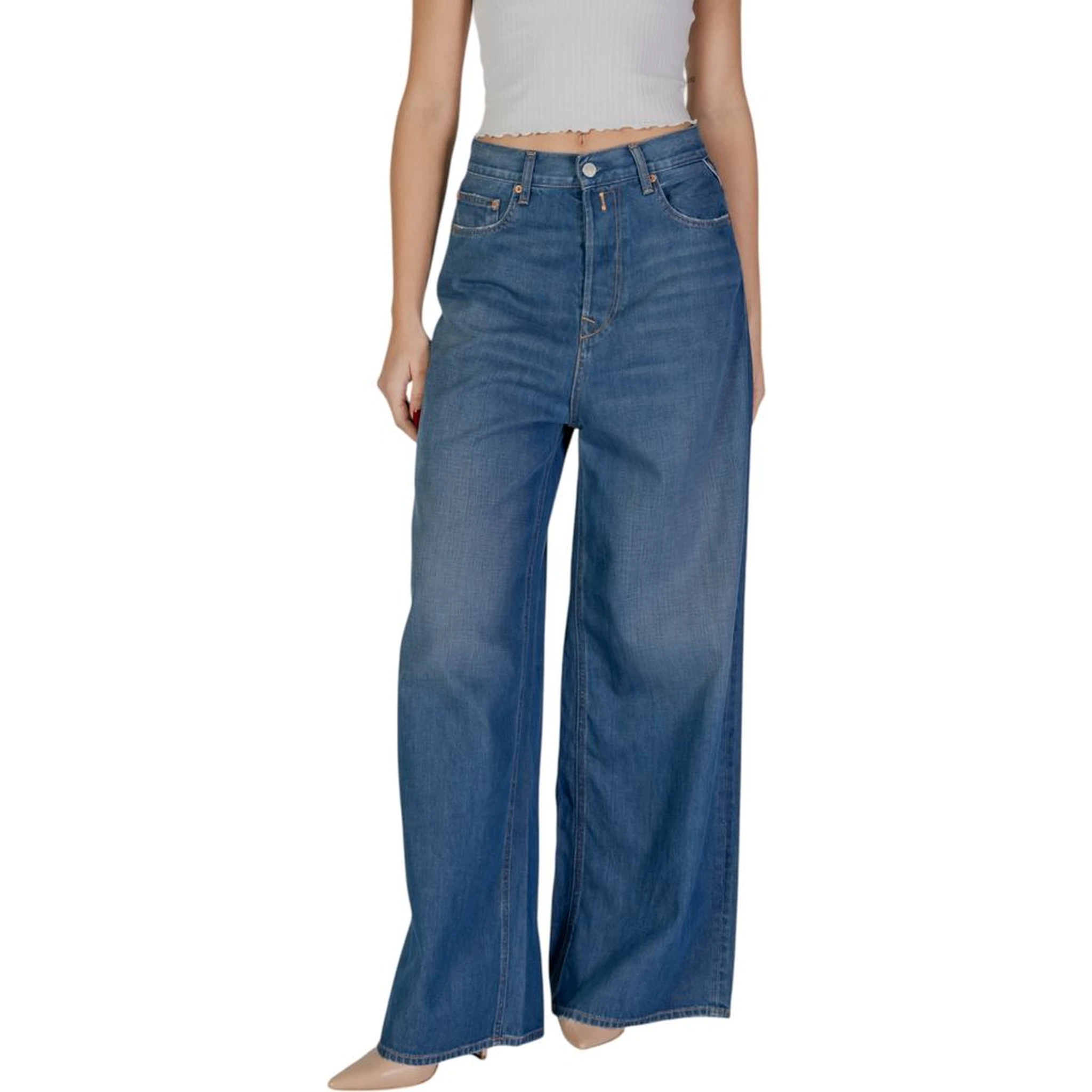 Blue Cotton Bootcut Jeans