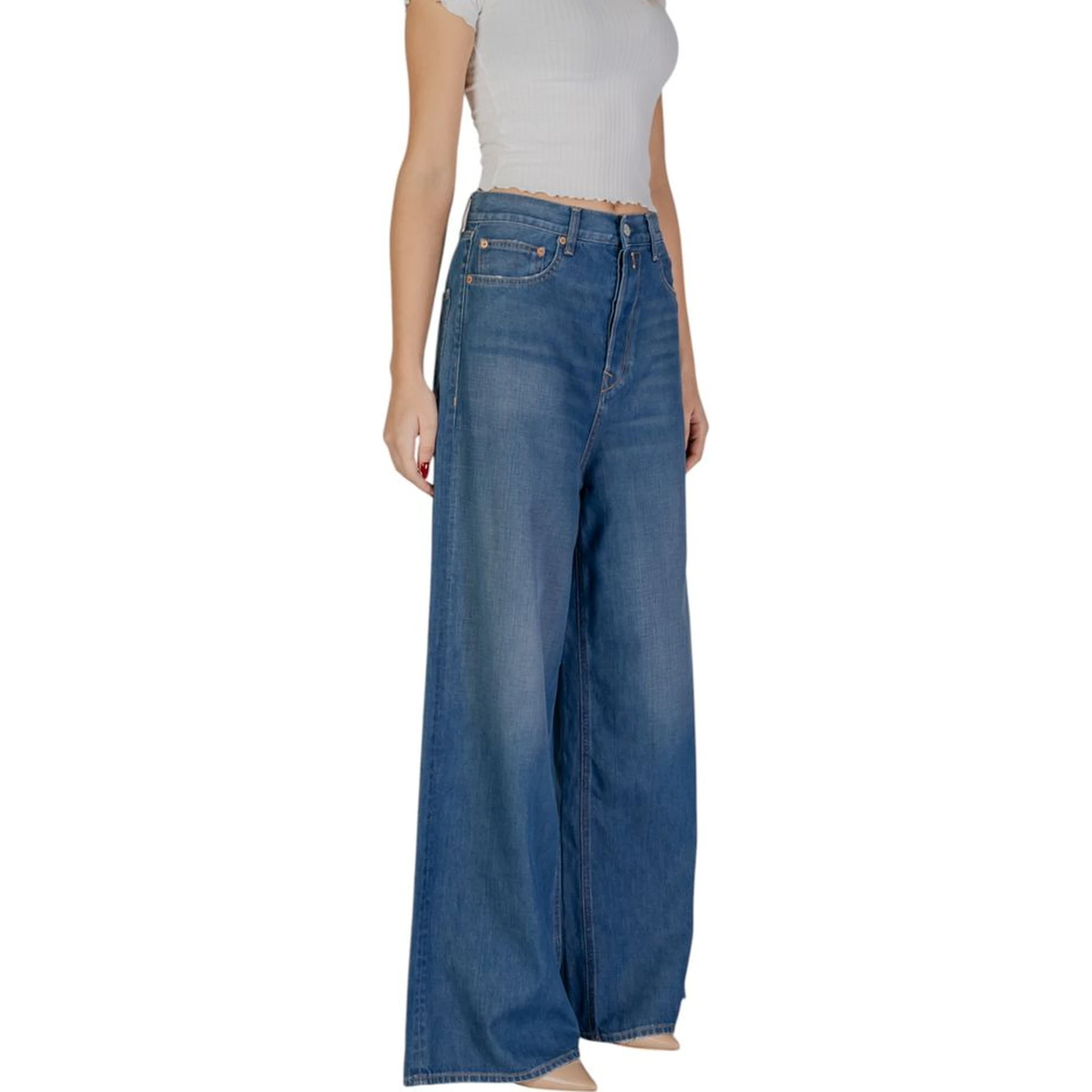 Blue Cotton Bootcut Jeans