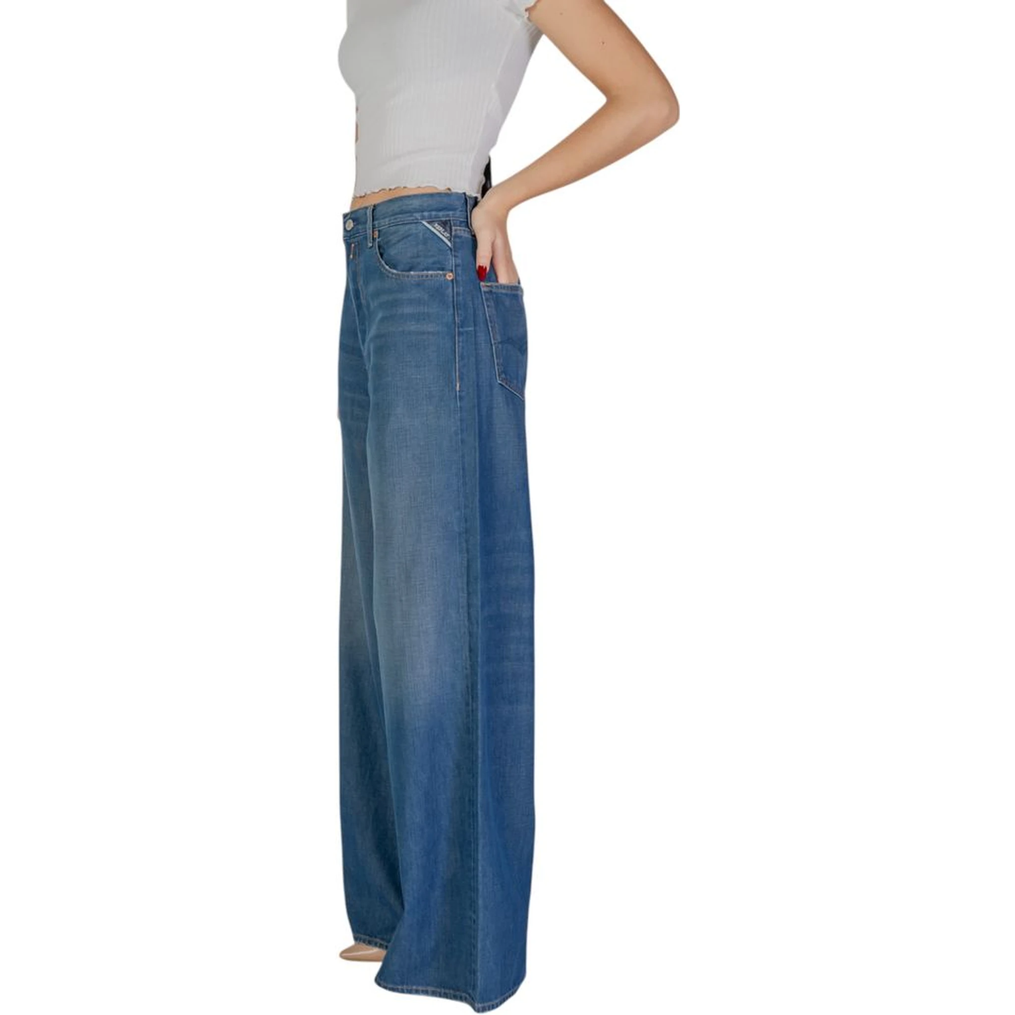 Blue Cotton Bootcut Jeans