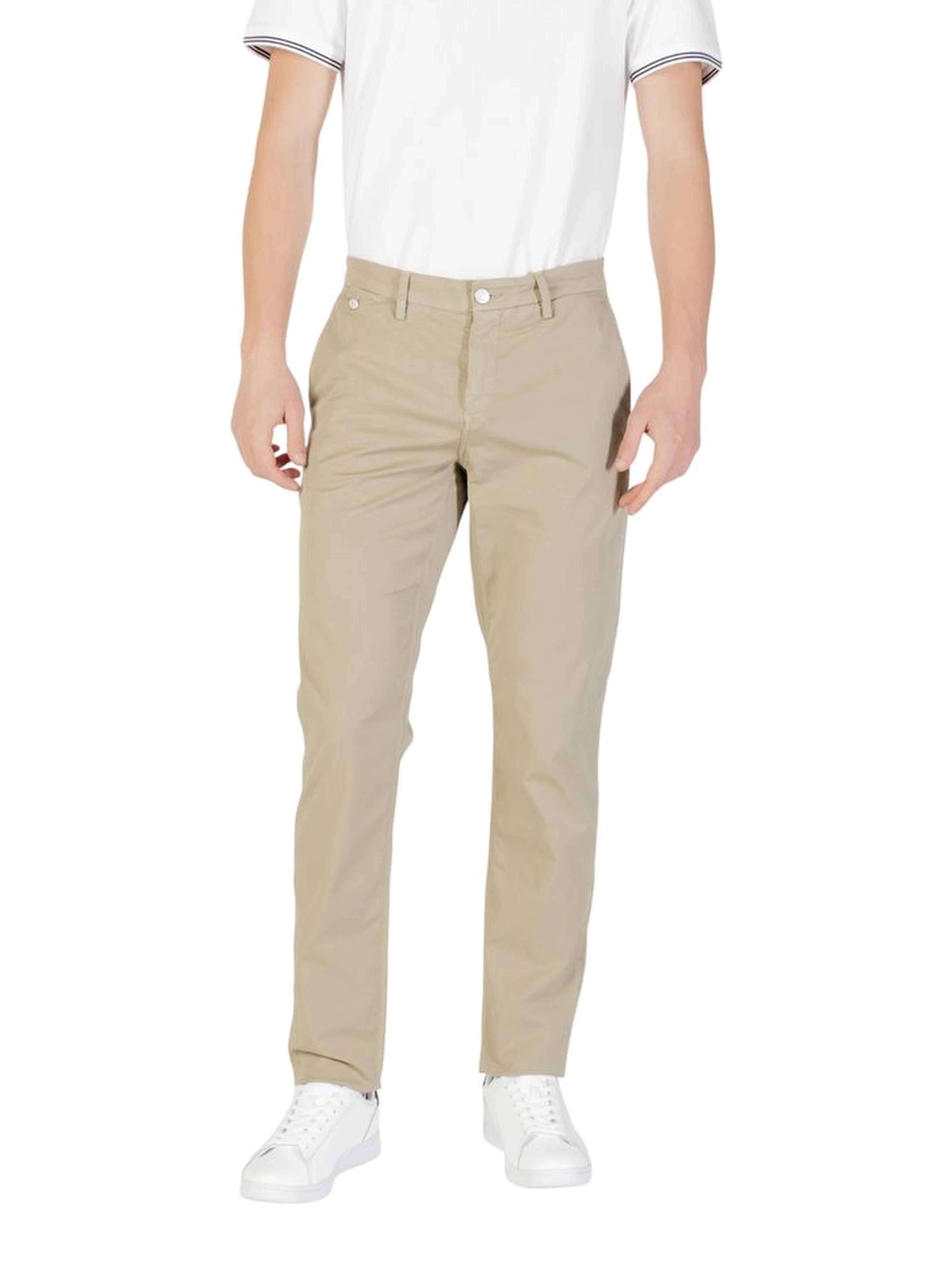 Green Cotton Casual Pants