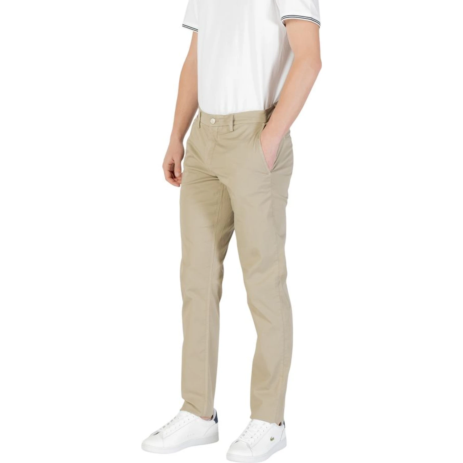 Green Cotton Casual Pants