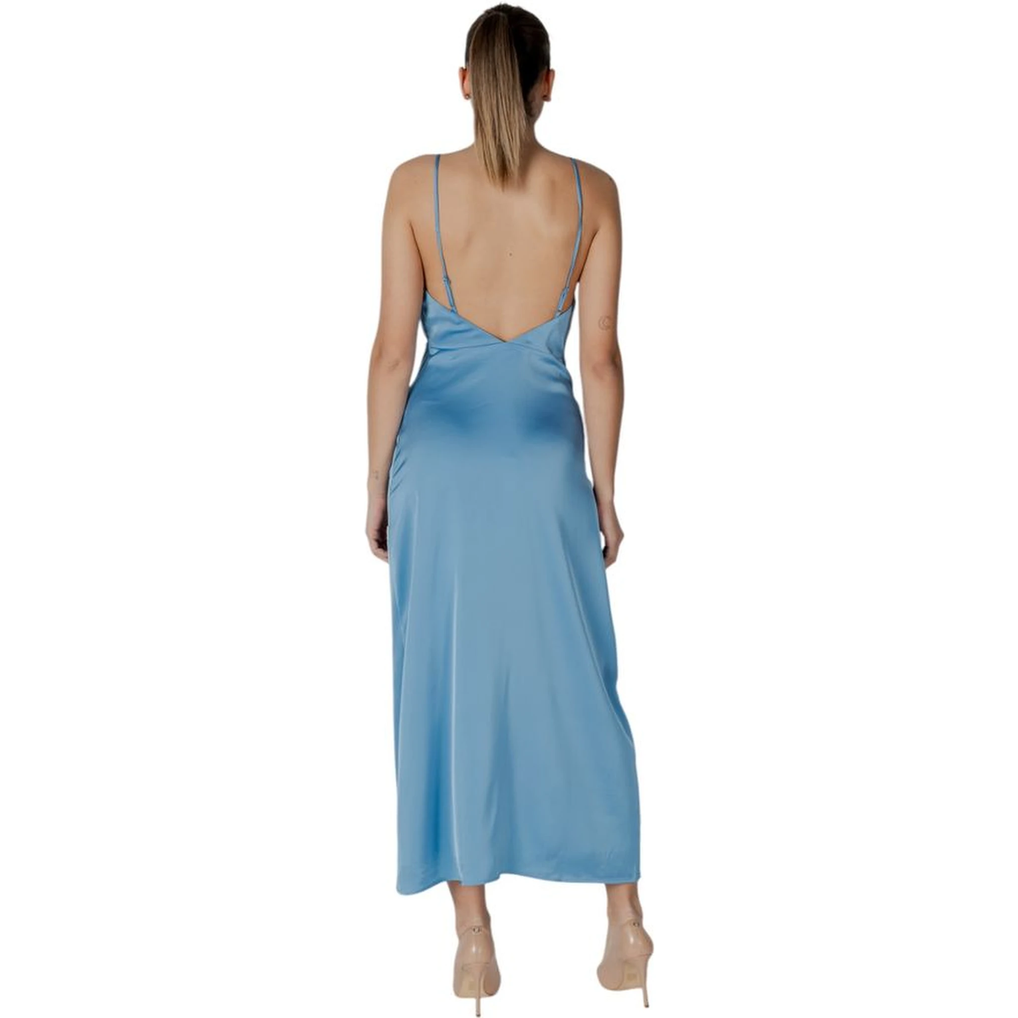 Turquoise Polyester Long Dress
