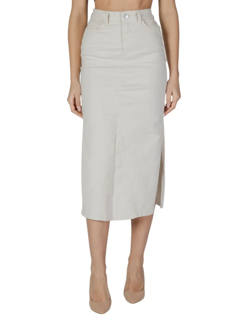 Cream Cotton Long Skirt