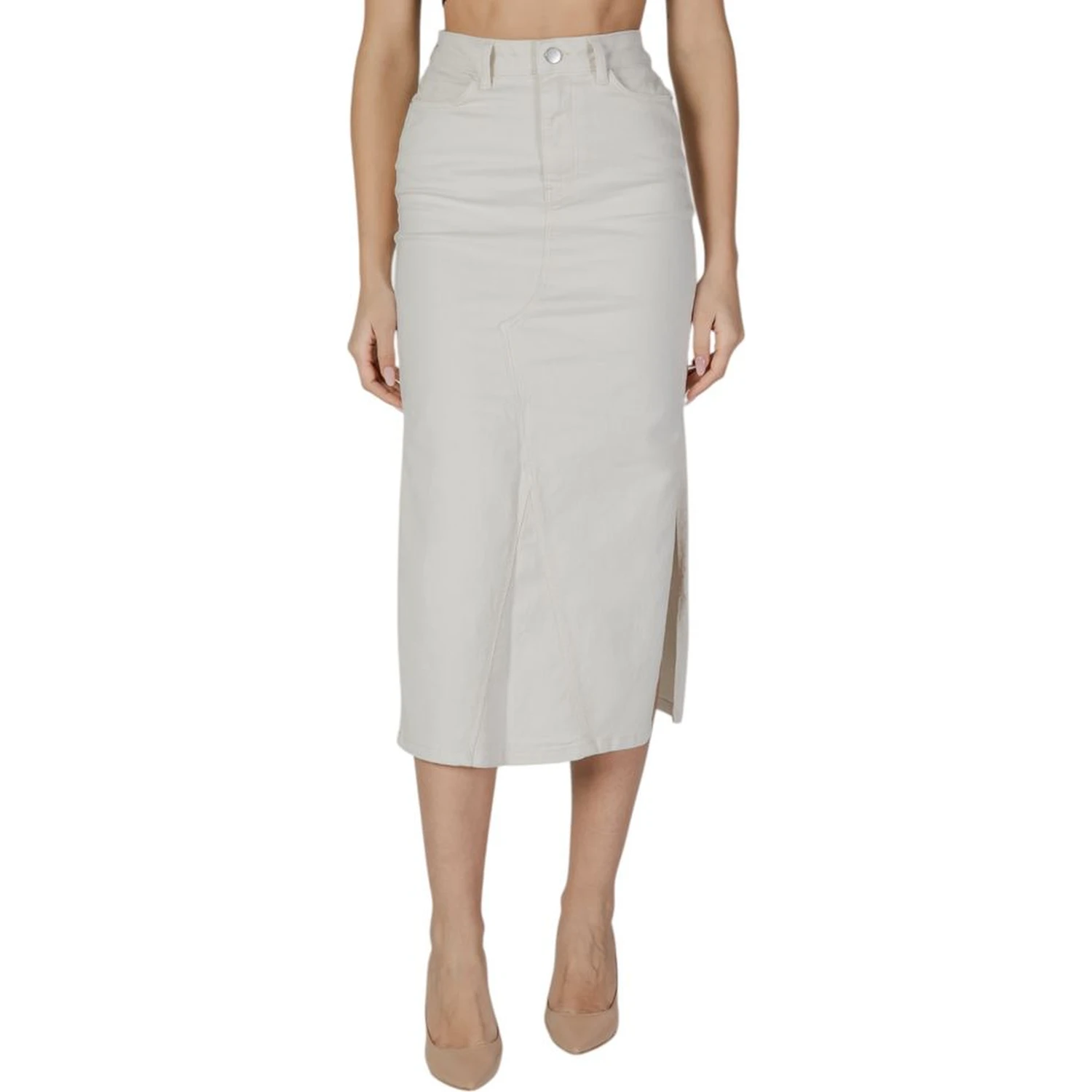 Cream Cotton Long Skirt