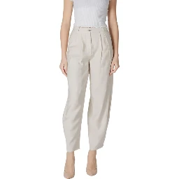 Cream Viscose Casual Pants