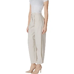 Cream Viscose Casual Pants