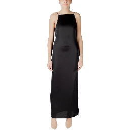 Black Recycled Polyester Long Dress