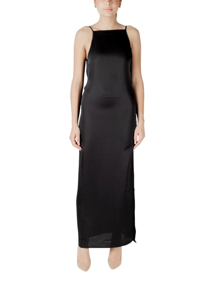 Black Recycled Polyester Long Dress