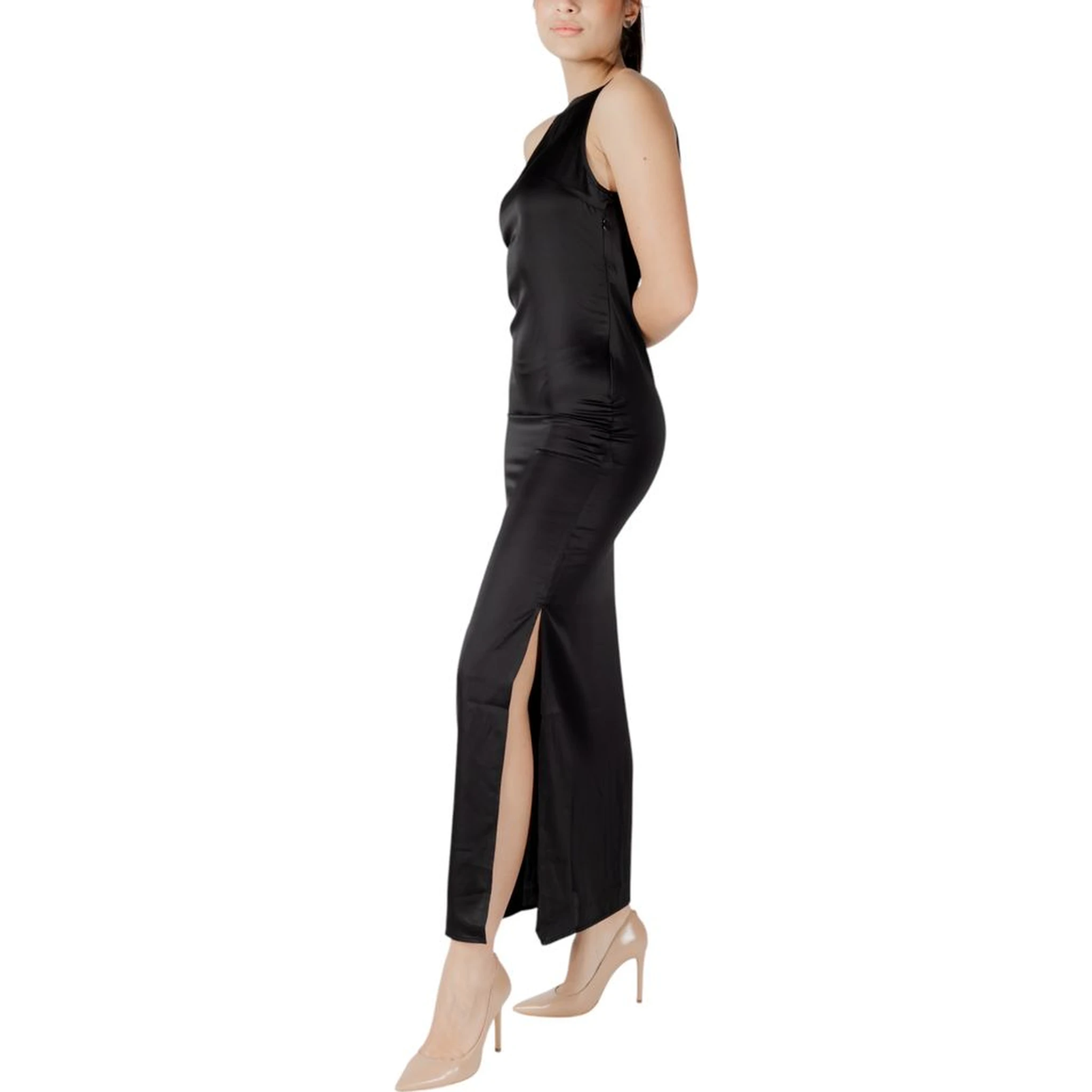 Black Recycled Polyester Long Dress