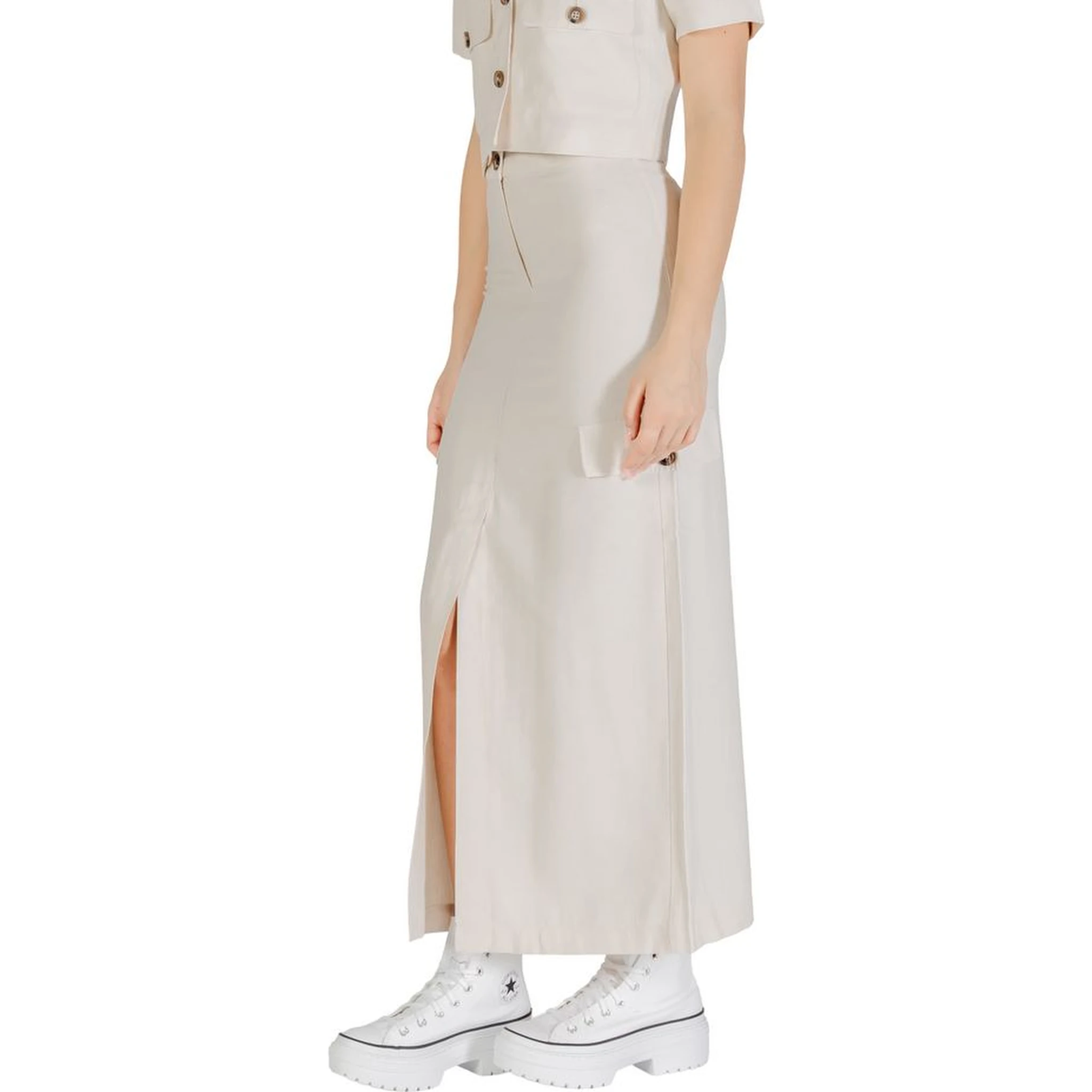 Bicolor Viscose Long Skirt