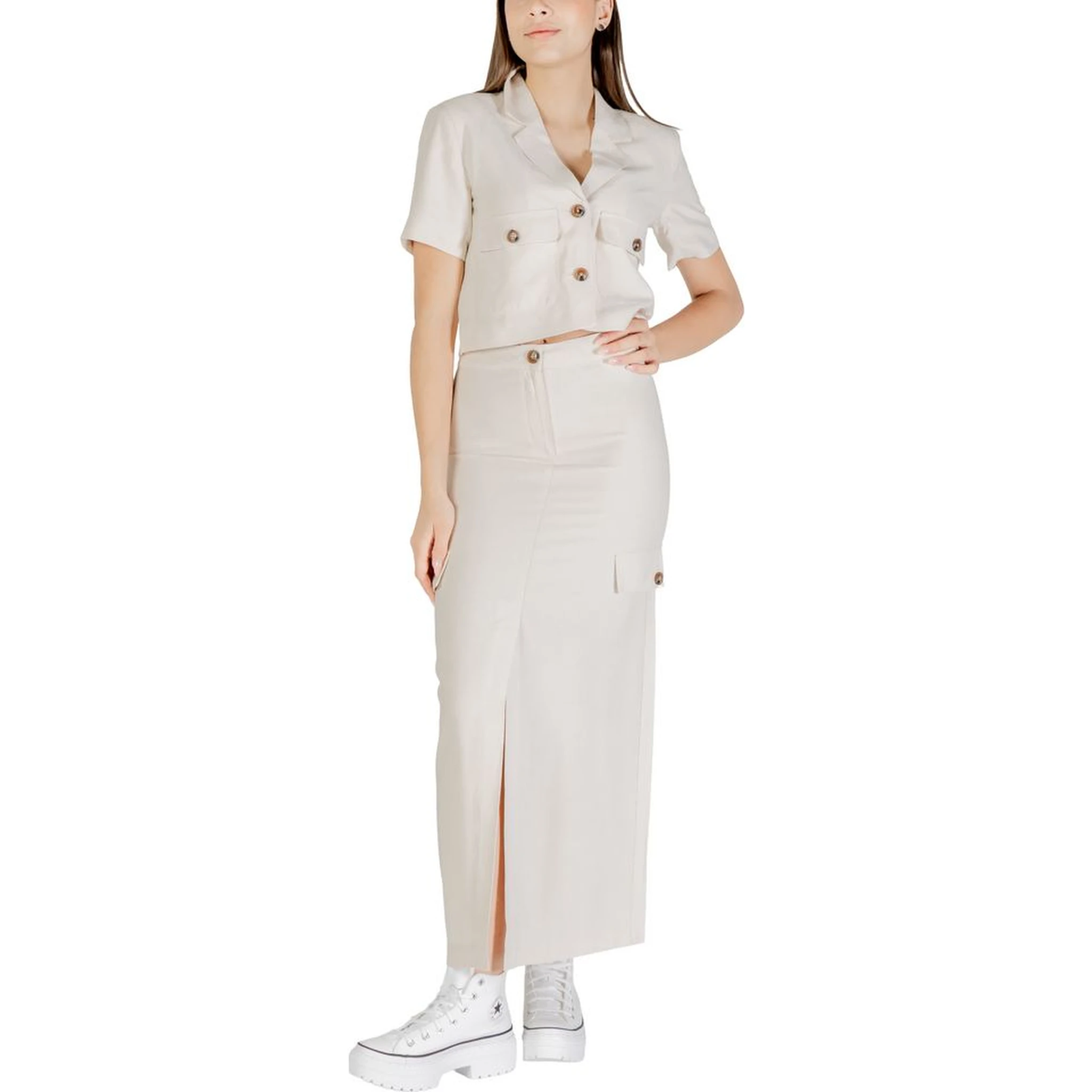 Bicolor Viscose Long Skirt