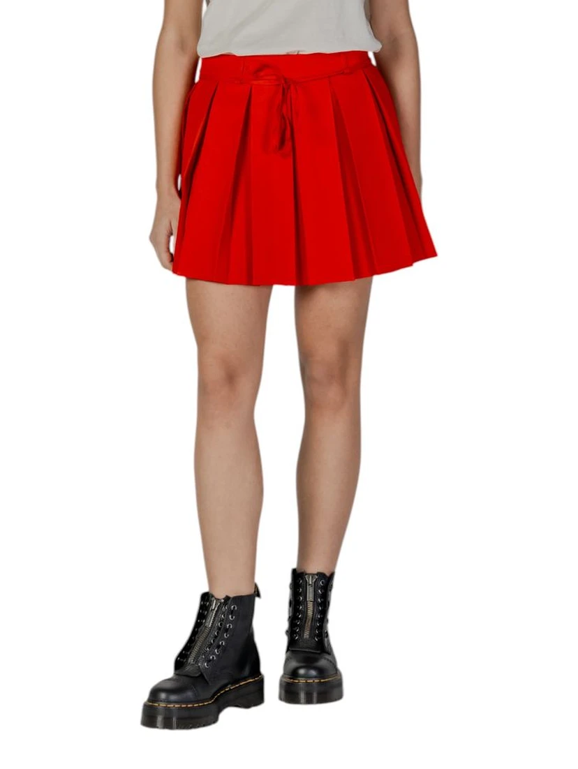 Red Recycled Polyester Mini Skirt