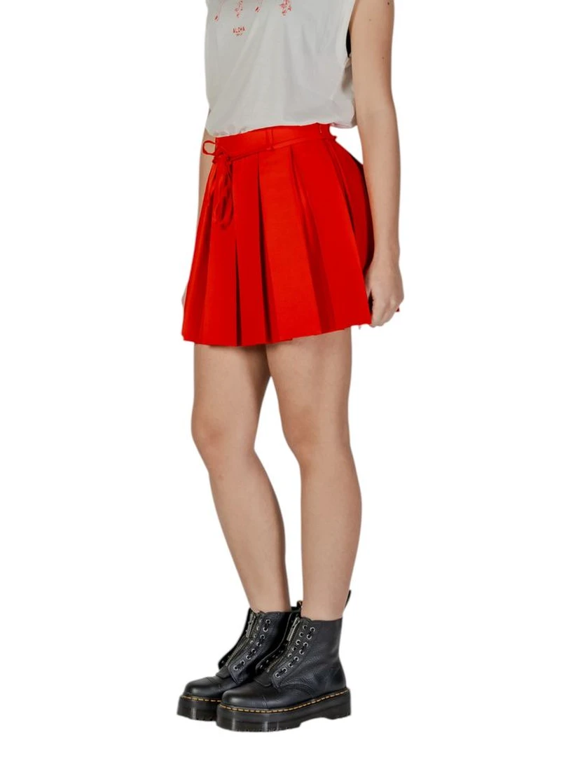 Red Recycled Polyester Mini Skirt