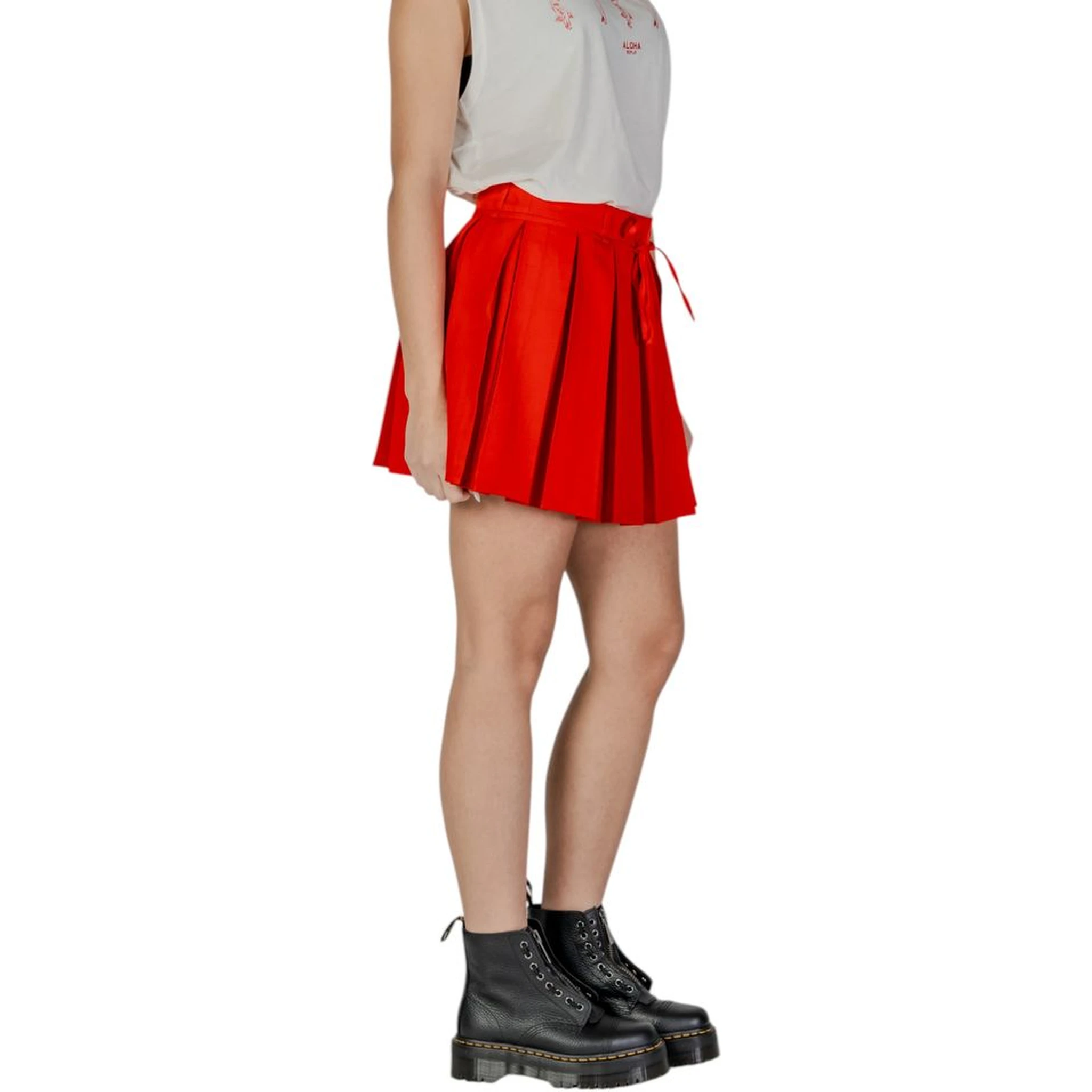 Red Recycled Polyester Mini Skirt