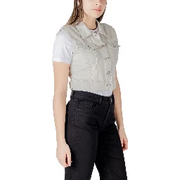 Light Blue Cotton Sleveless Jacket