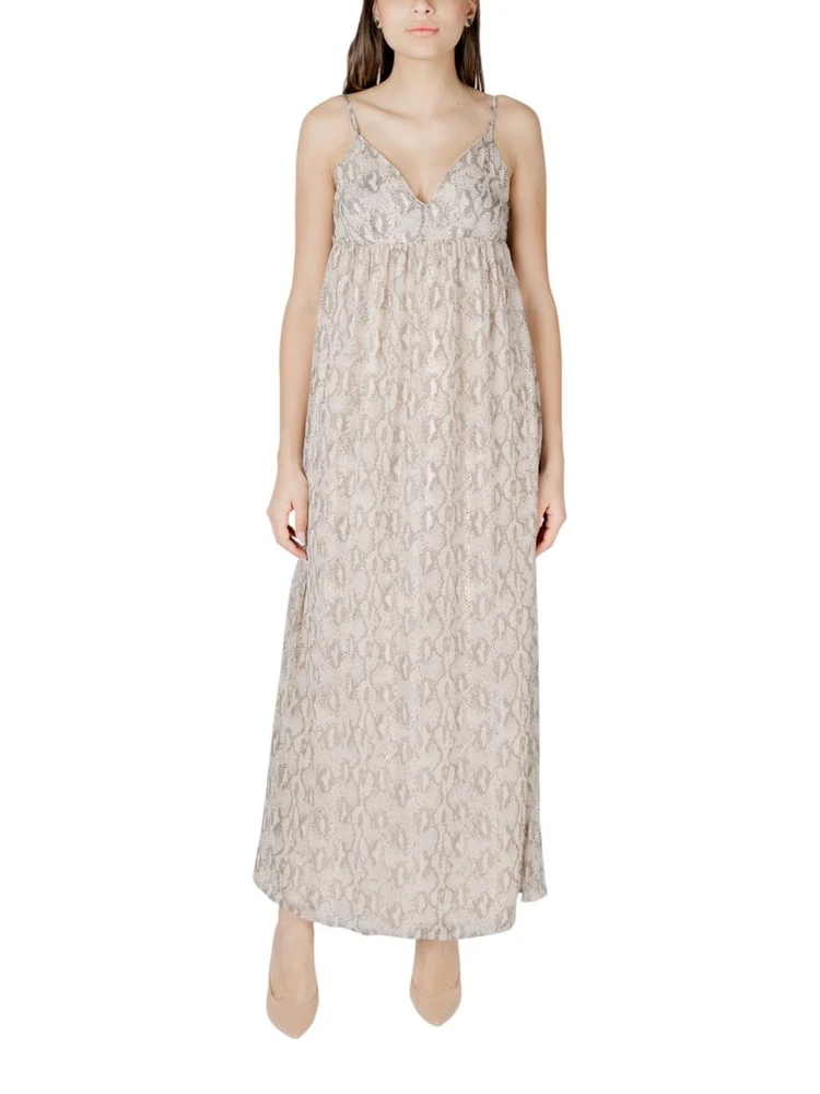 Beige Recycled Polyester Long Dress