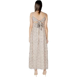 Beige Recycled Polyester Long Dress