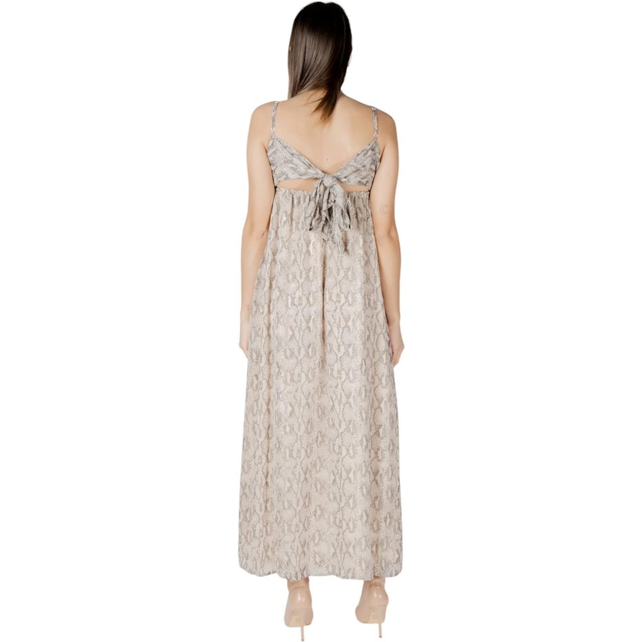 Beige Recycled Polyester Long Dress
