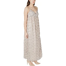 Beige Recycled Polyester Long Dress