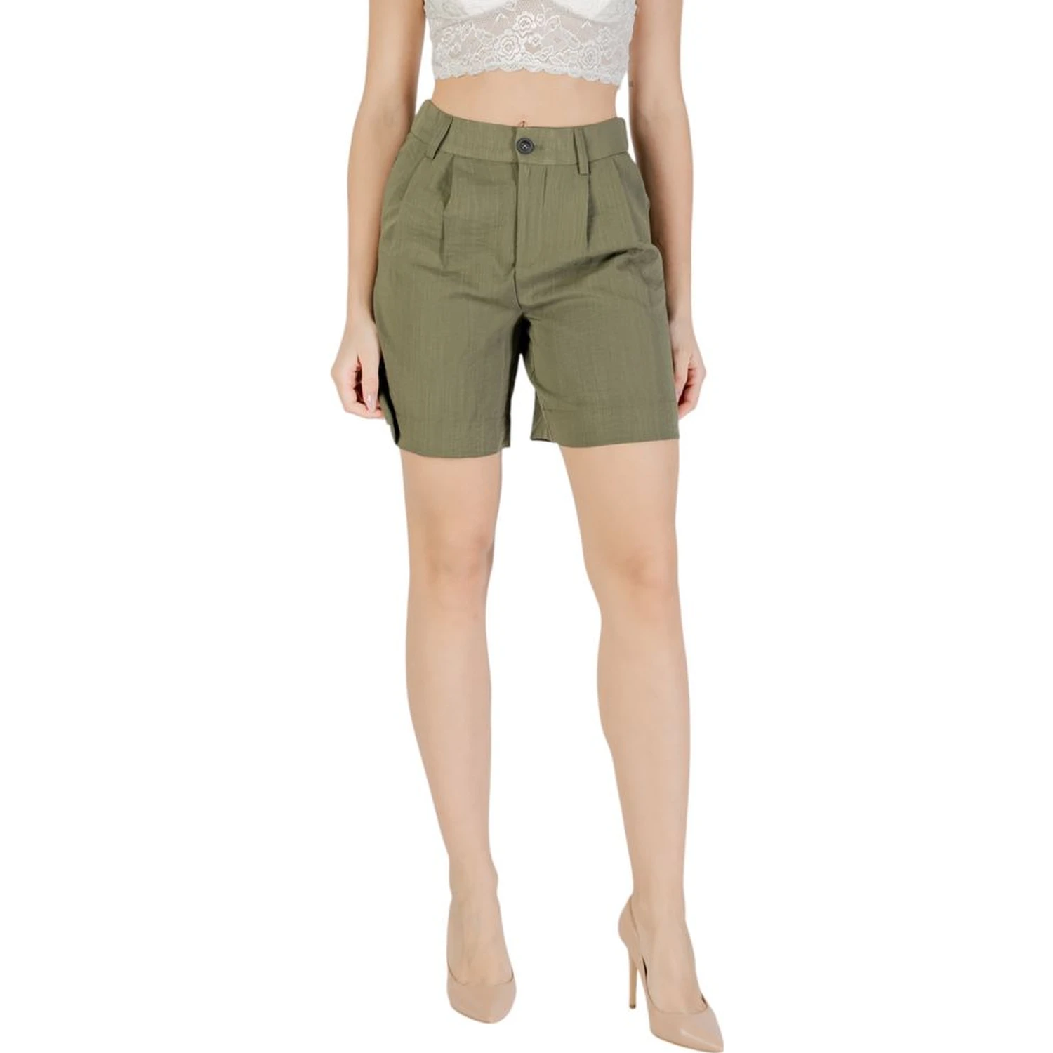 Green Viscose Bermuda Shorts