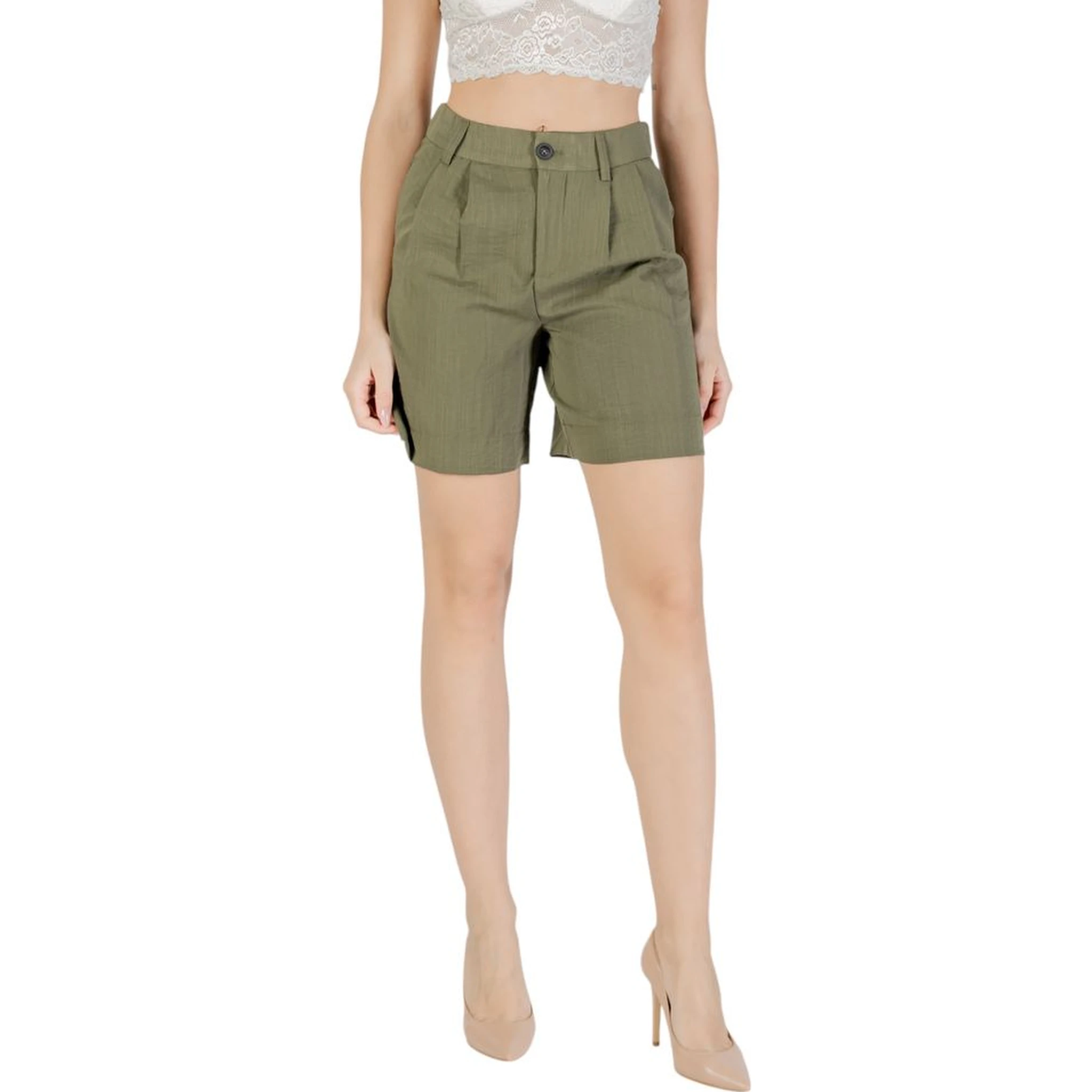 Green Viscose Bermuda Shorts