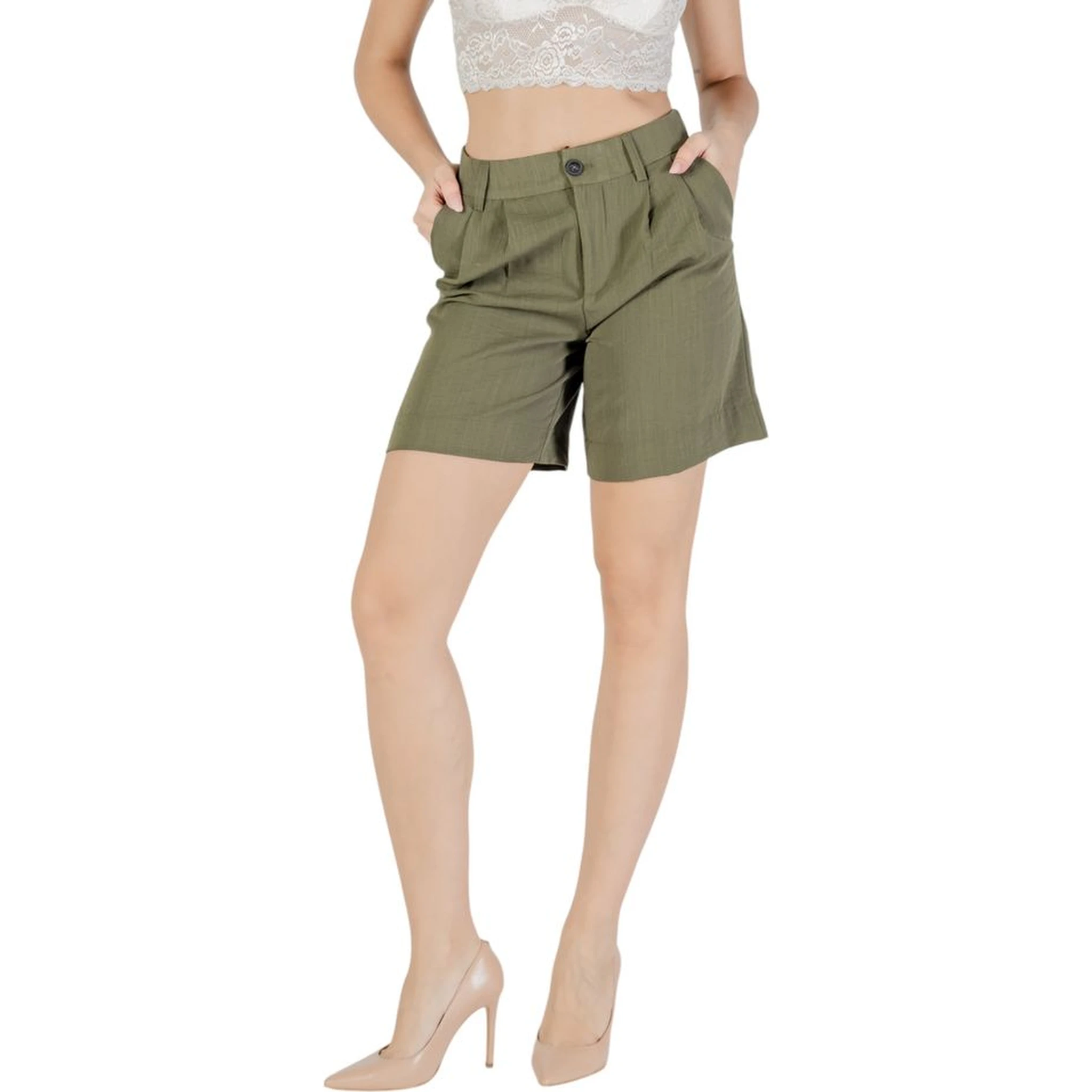 Green Viscose Bermuda Shorts