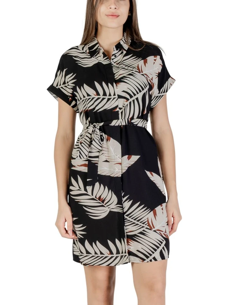 Beige Viscose Short Dress