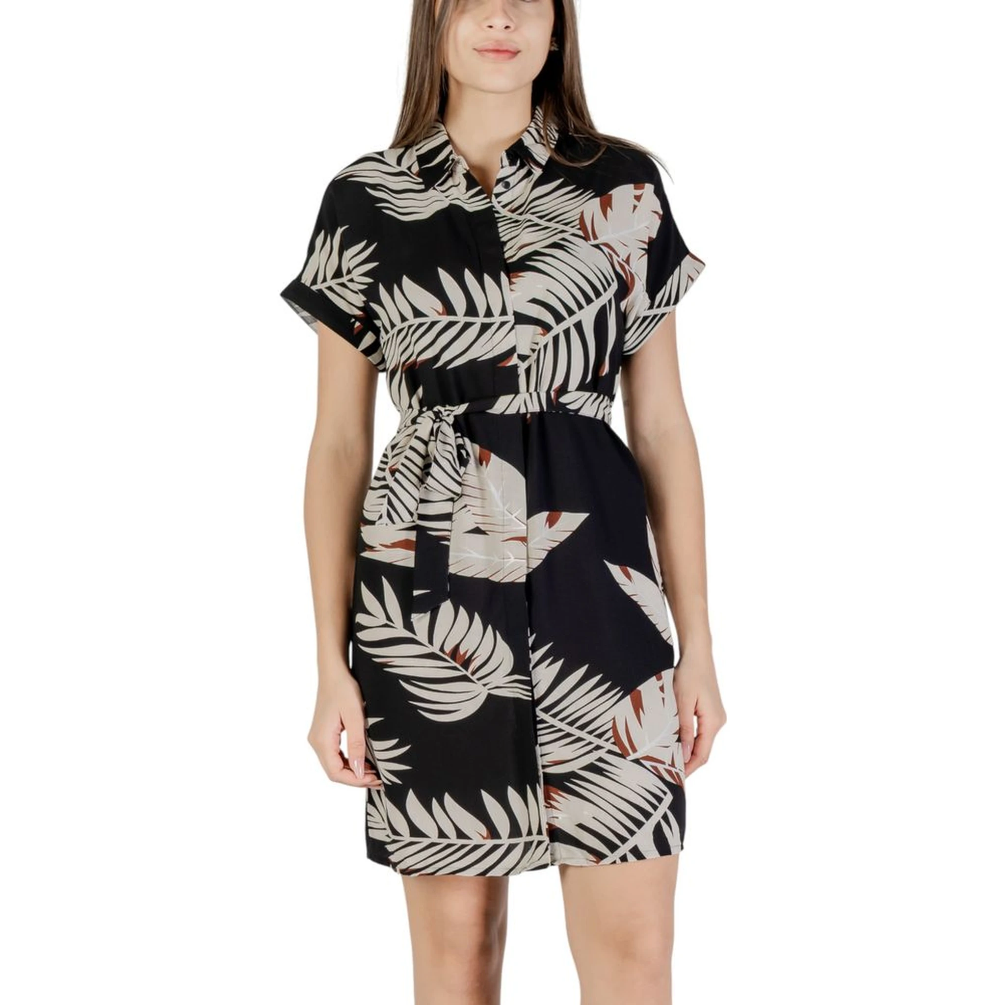 Beige Viscose Short Dress