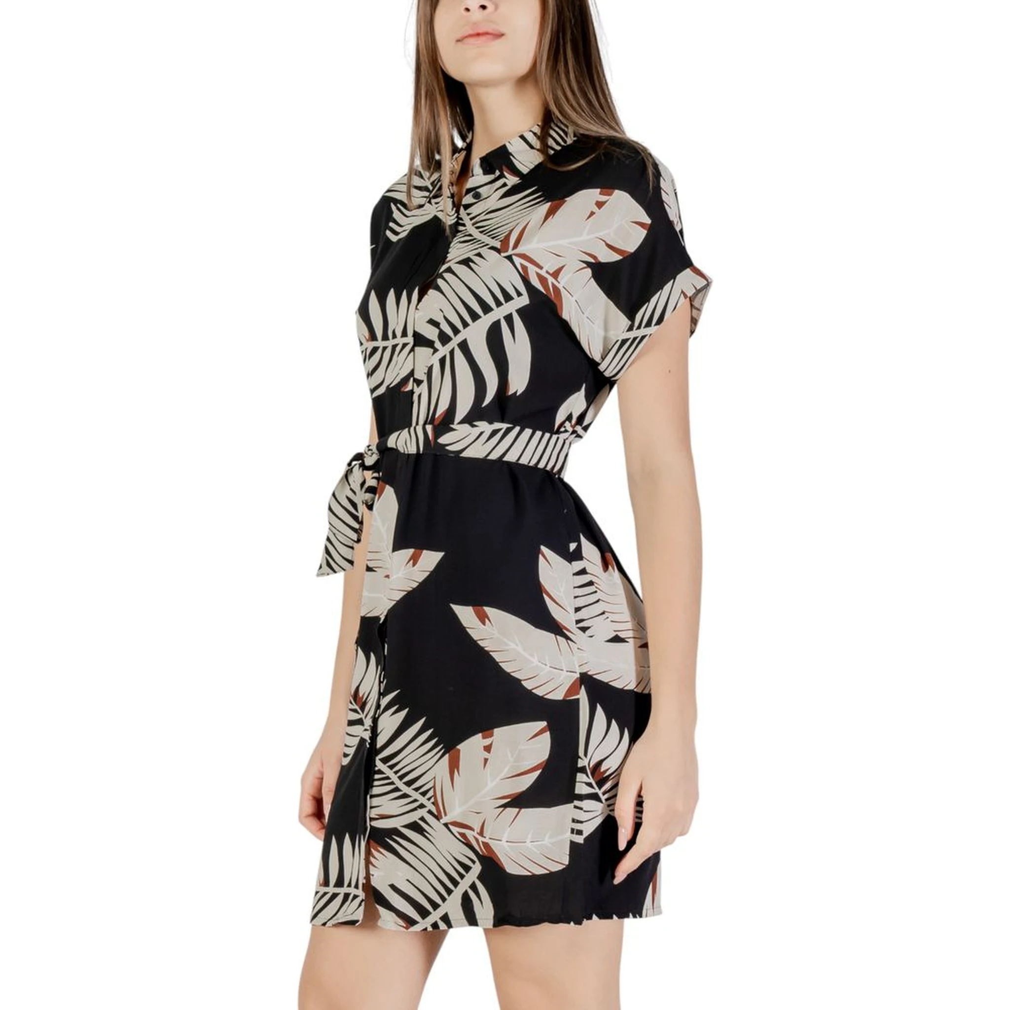 Beige Viscose Short Dress