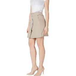 Beige Cotton Mini Skirt