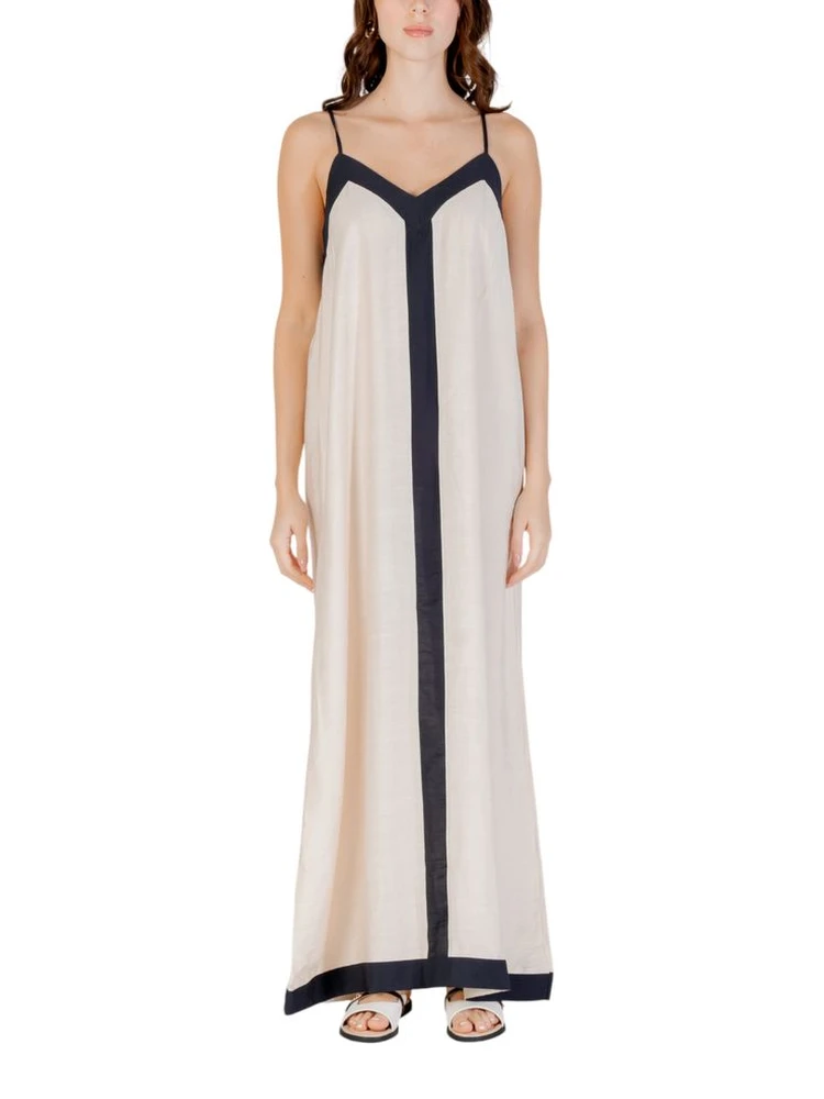 Beige Nylon Long Dress