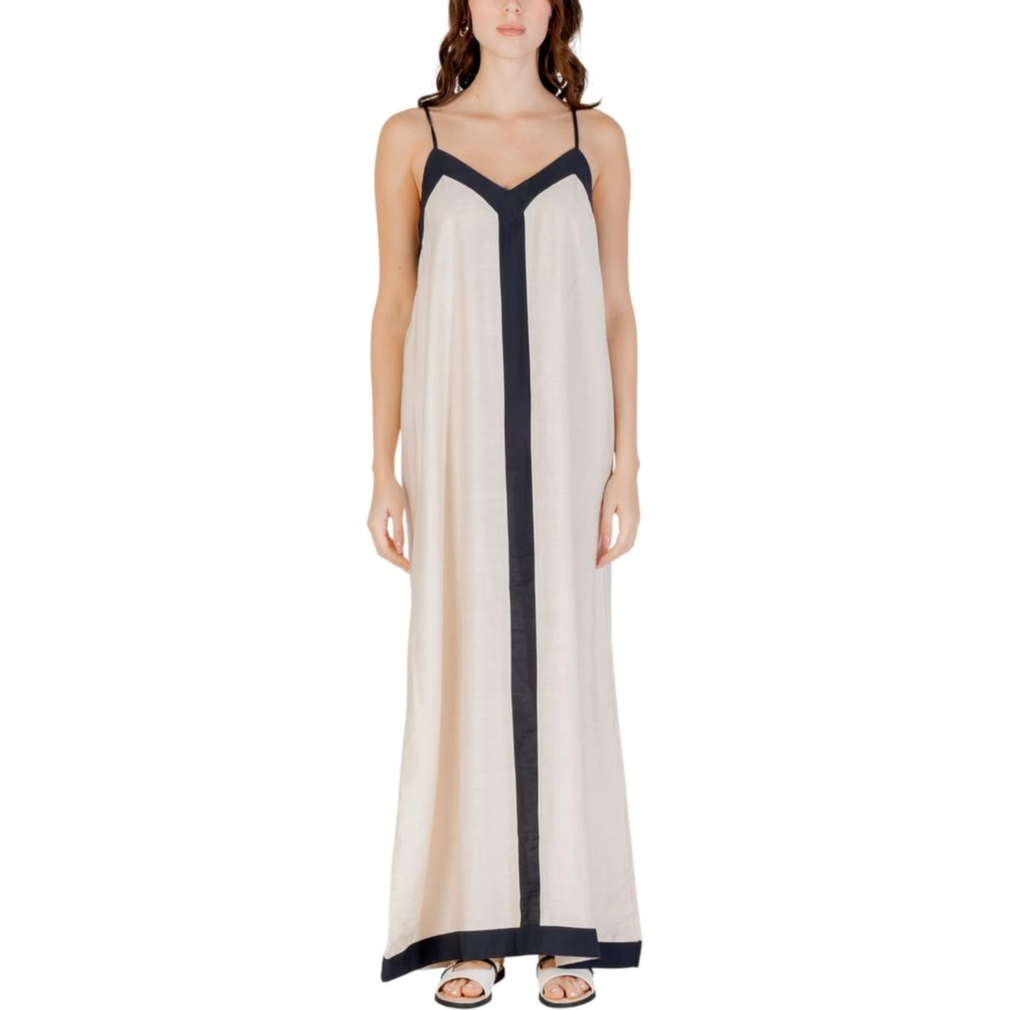 Beige Nylon Long Dress