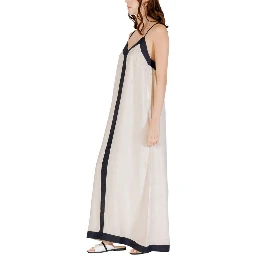 Beige Nylon Long Dress