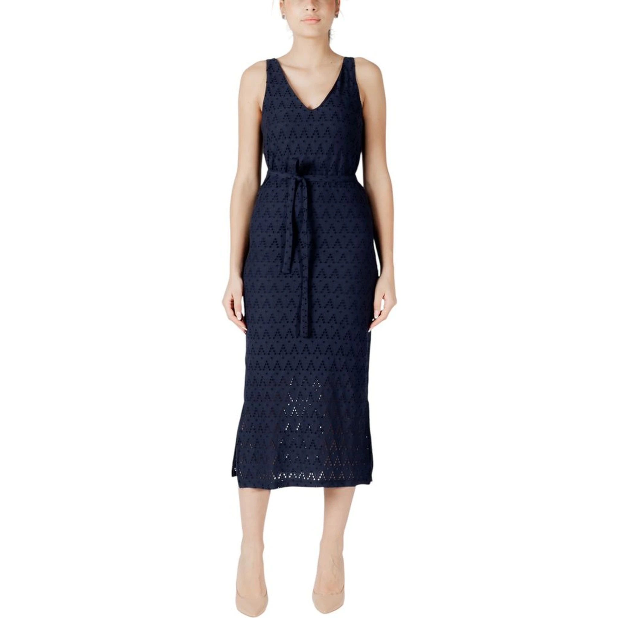 Blue Recycled Polyester Midi Dress