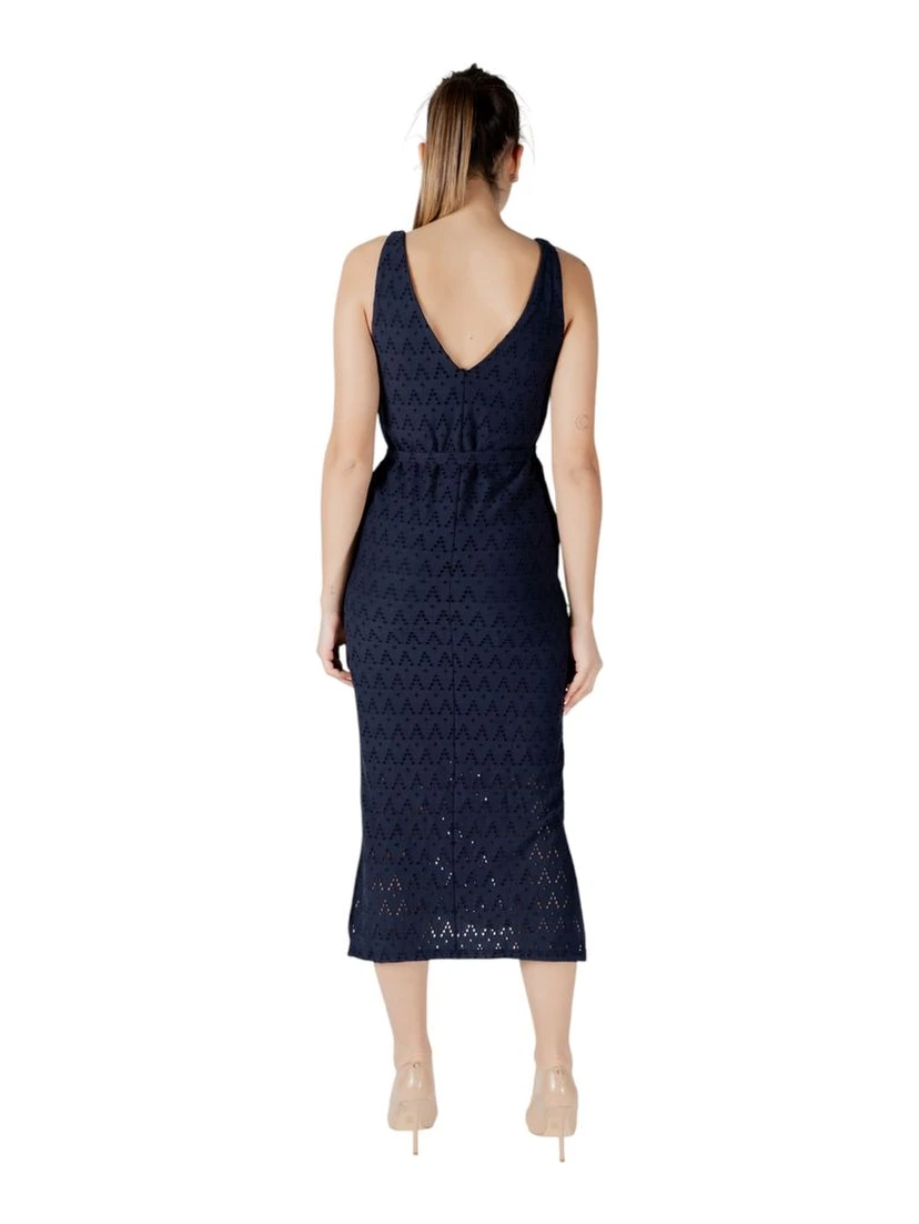 Blue Recycled Polyester Midi Dress