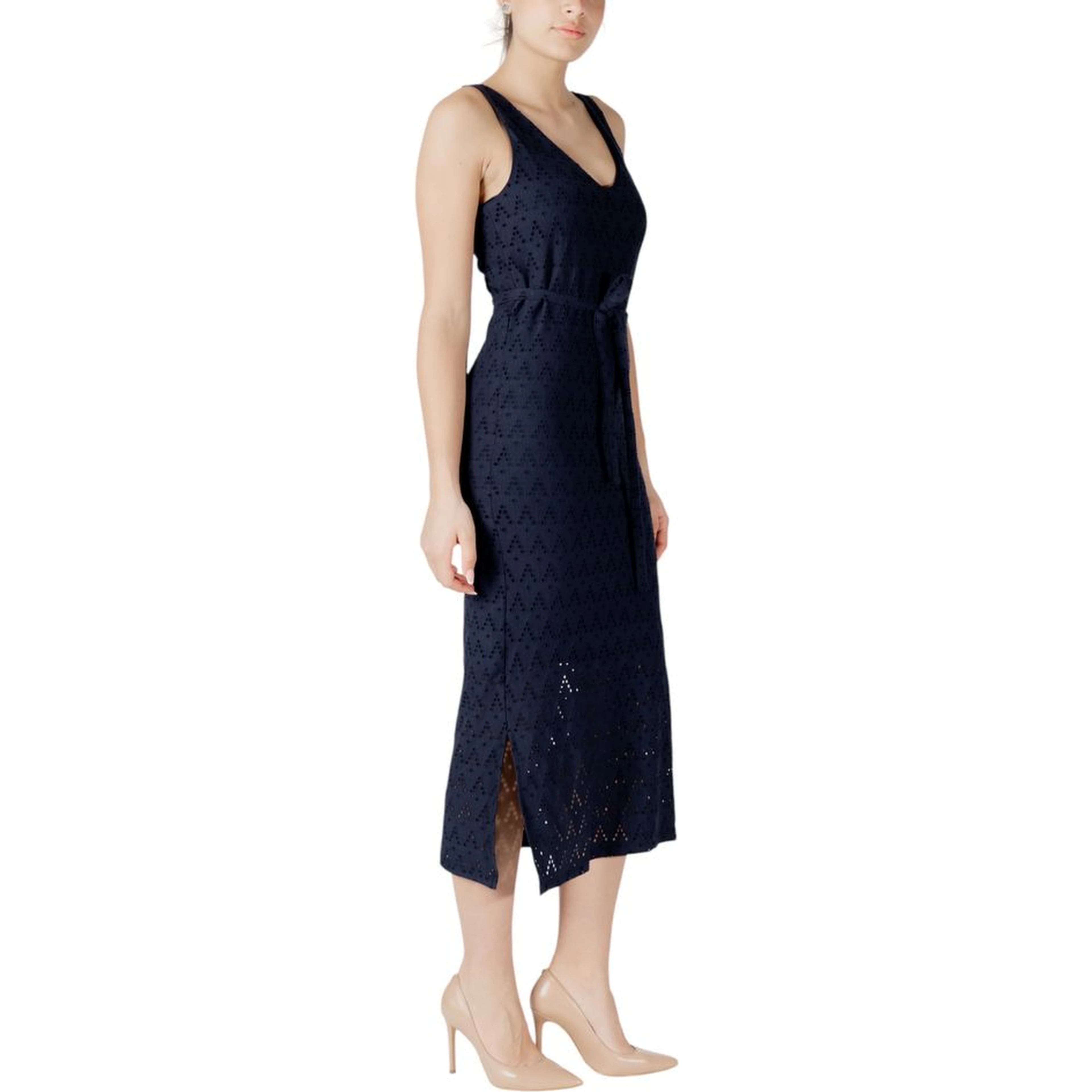Blue Recycled Polyester Midi Dress