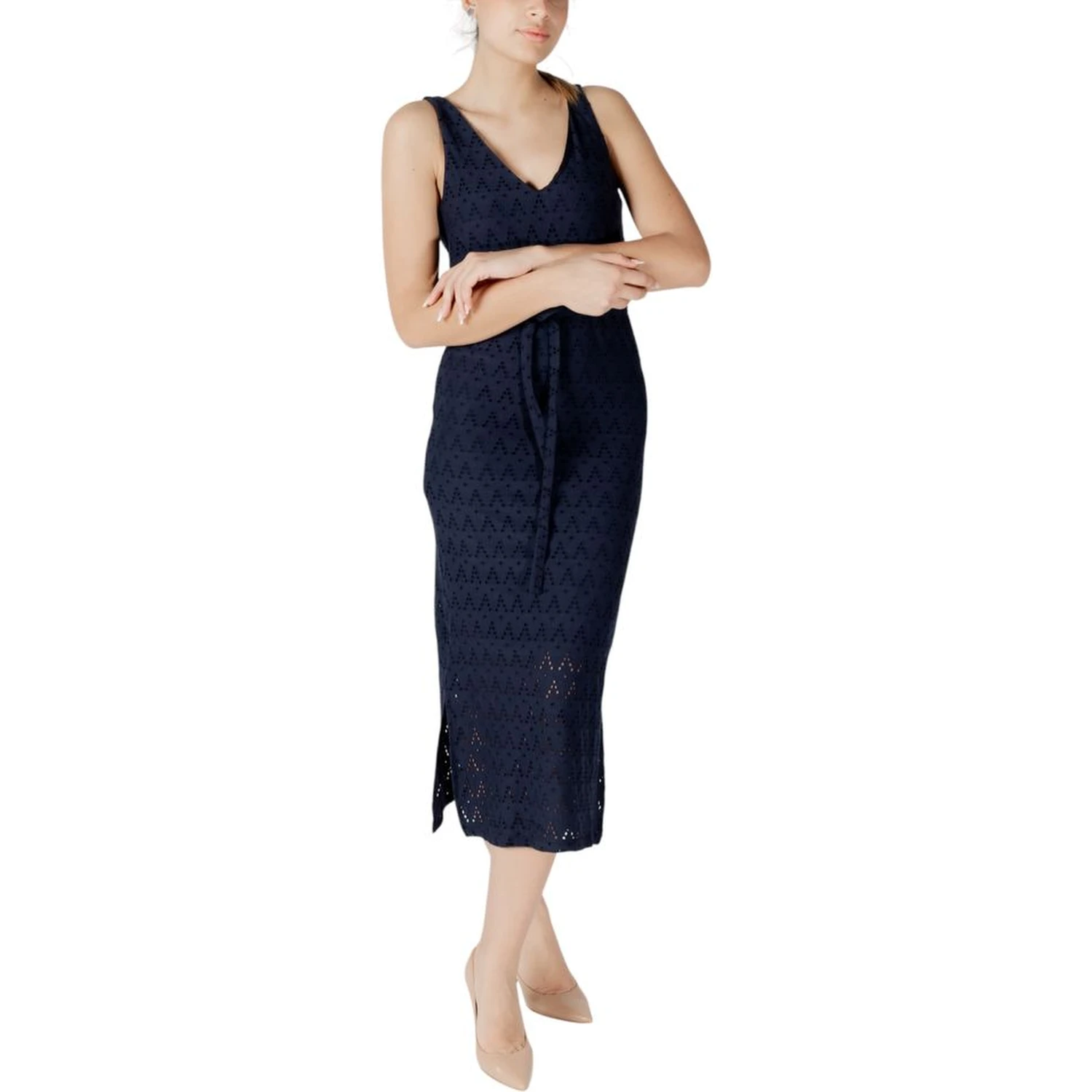 Blue Recycled Polyester Midi Dress