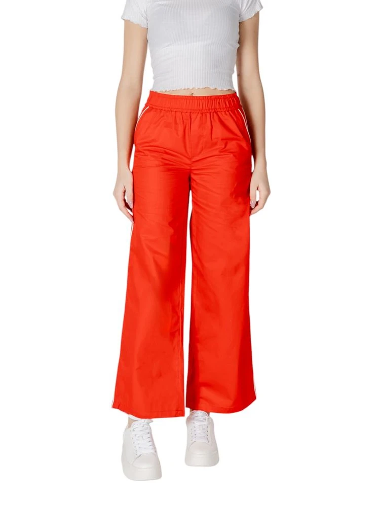 Red Cotton Casual Pants