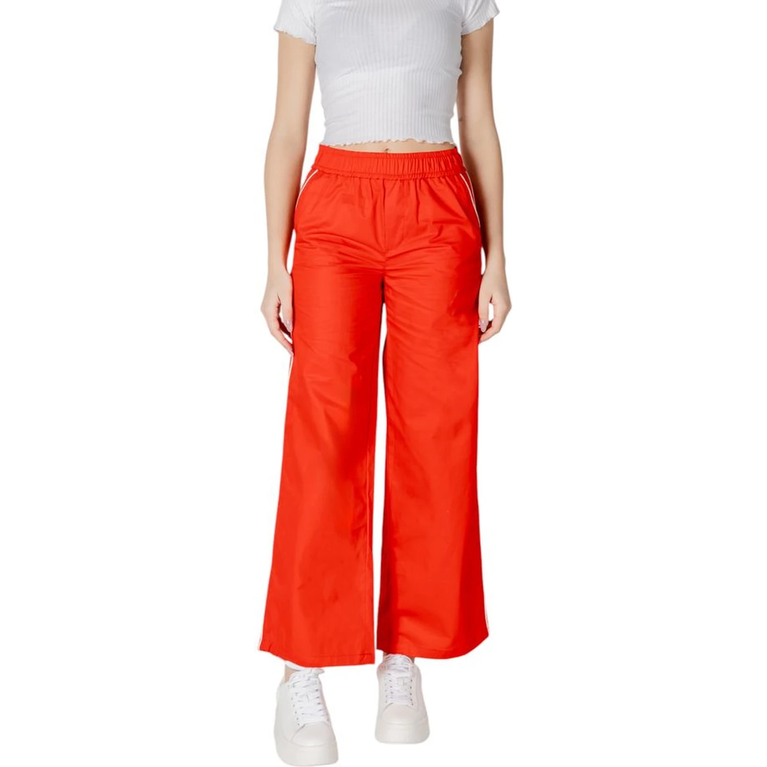 Red Cotton Casual Pants