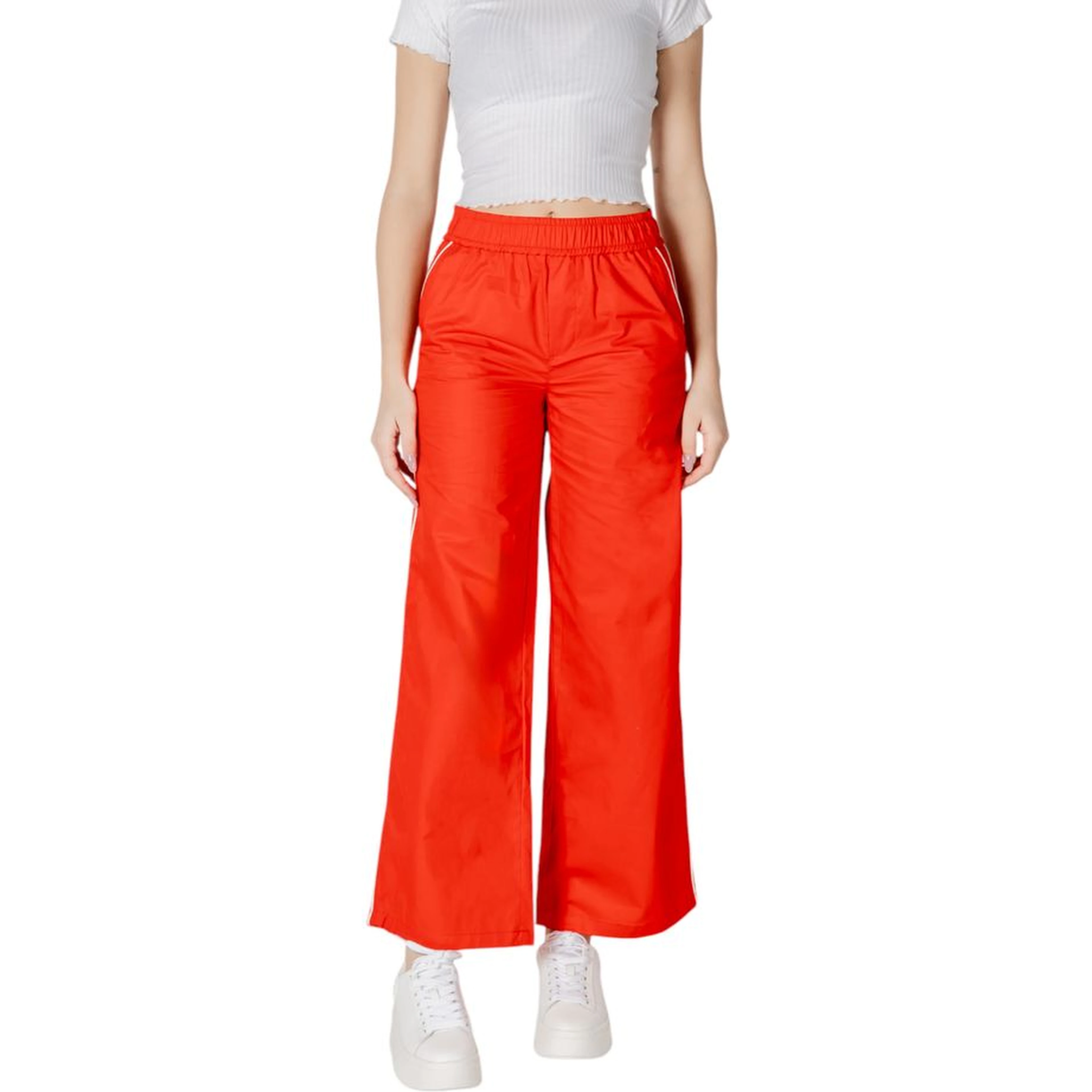 Red Cotton Casual Pants