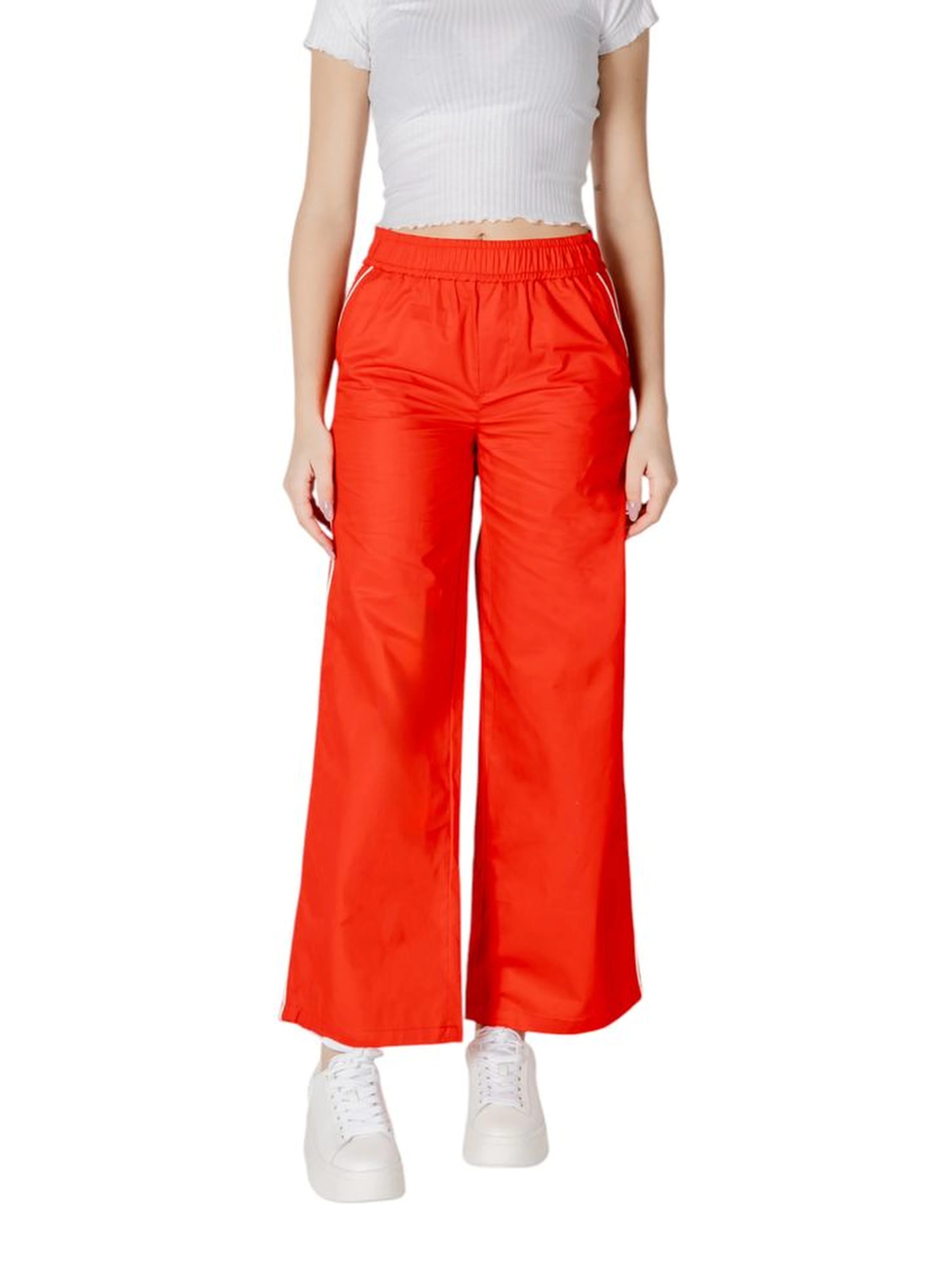 Red Cotton Casual Pants