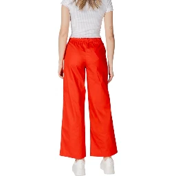 Red Cotton Casual Pants