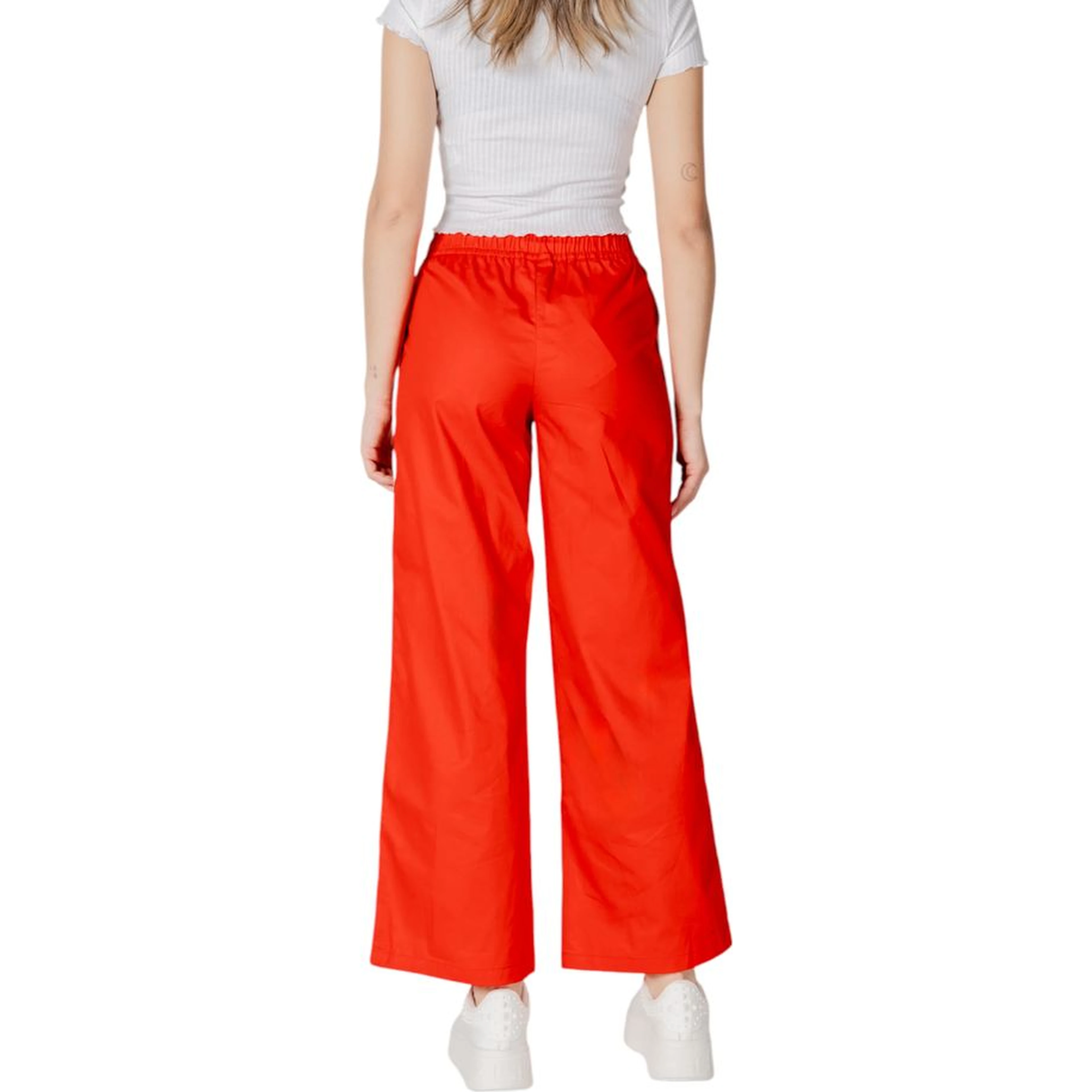 Red Cotton Casual Pants