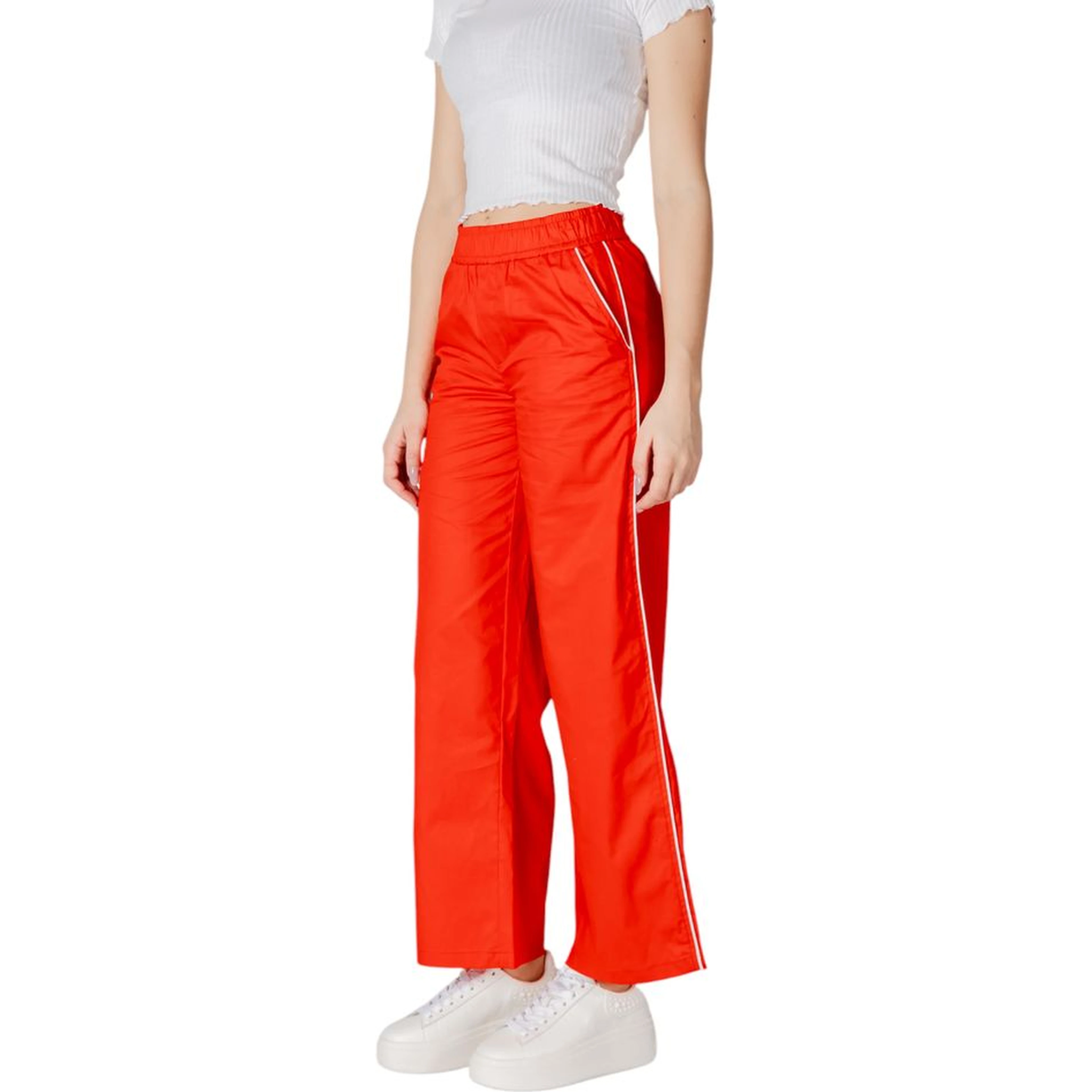Red Cotton Casual Pants