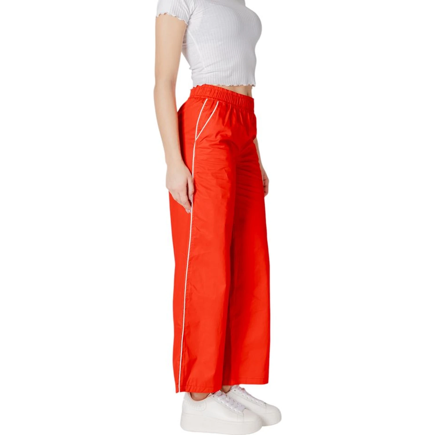 Red Cotton Casual Pants